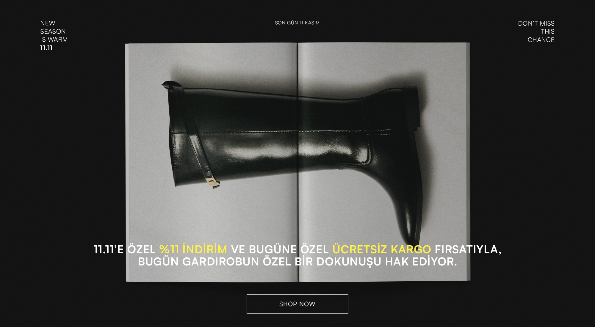 11.11'e özel tüm ürünlerde %11 indirim + Ücretsiz kargo!