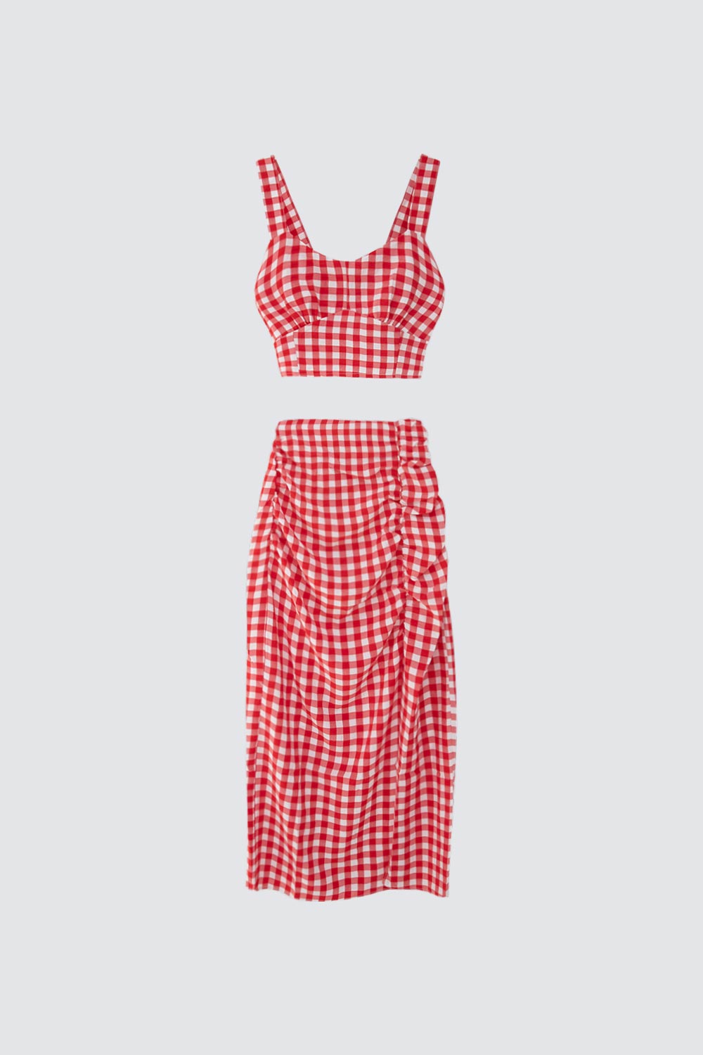 Pötikare Croptop Etek Kırmızı Kadın Takım