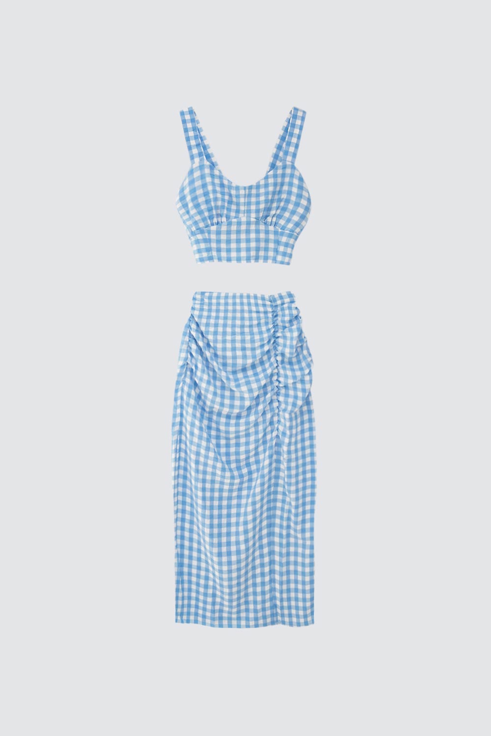 Pötikare Croptop Etek Mavi Kadın Takım