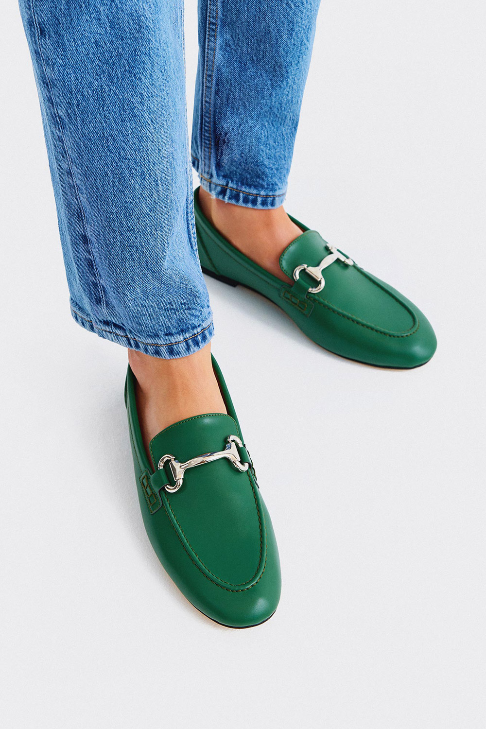 Allegra Metal Toka Detaylı Loafer Yeşil Kadın Babet