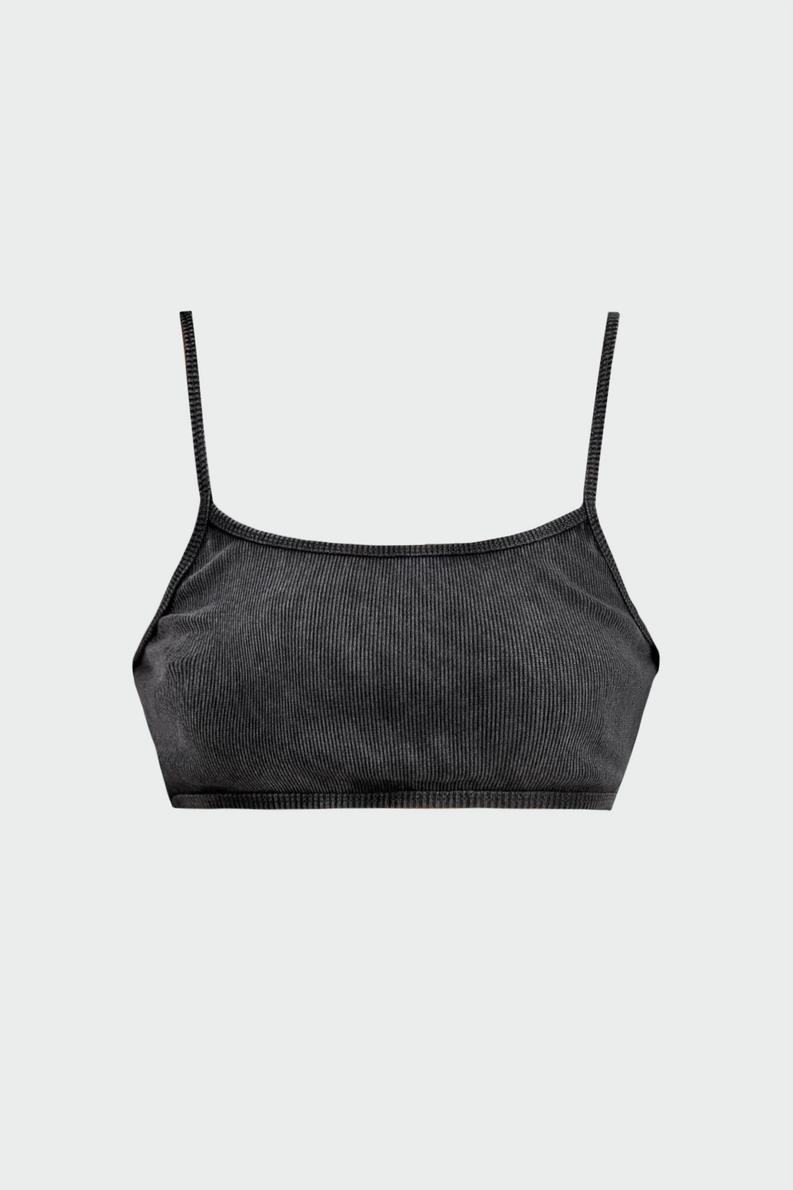 Askılı Fitilli Eskitme Füme Kadın Crop Top