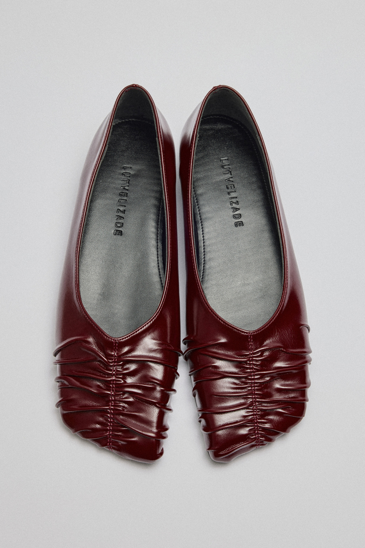 Küt Burun Büzgülü Bordo Kadın Babet