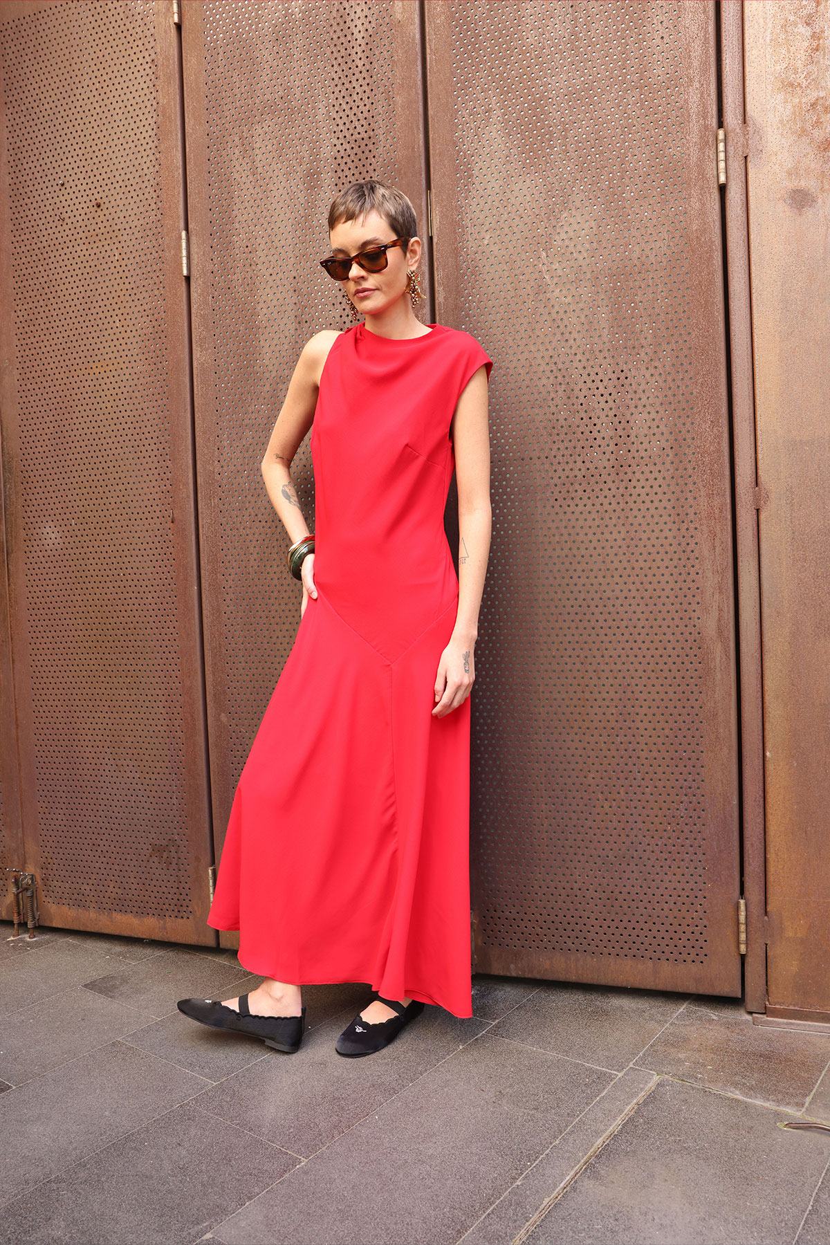 Minimal Nakışlı Bant Detaylı Siyah Kadın Babet