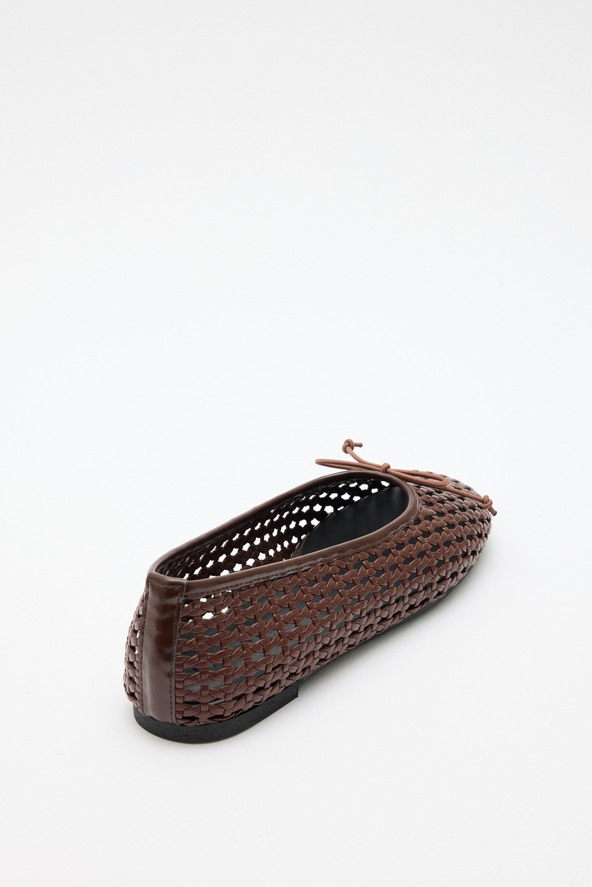 Deri Görünümlü Örgü Acı Kahve Örgü Kadın Babet