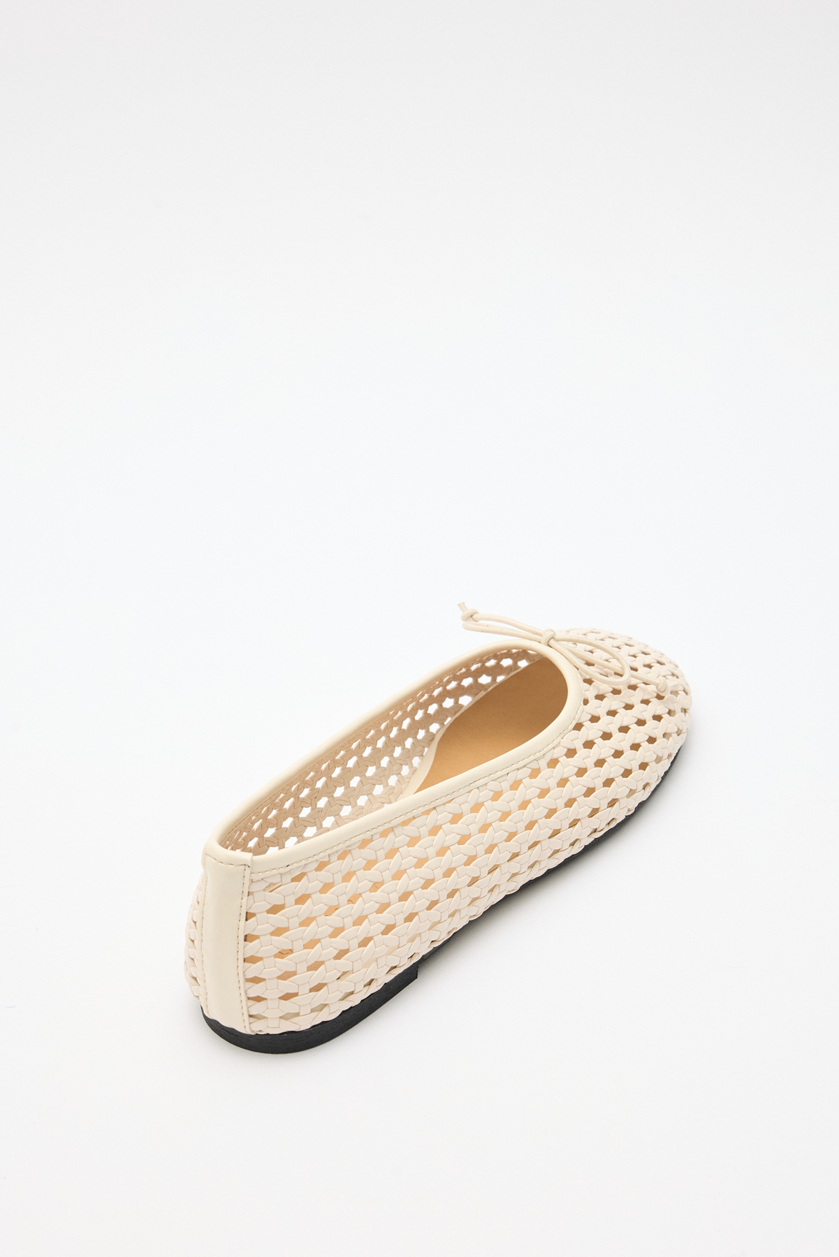 Deri Görünümlü Örgü Bej Örgü Kadın Babet