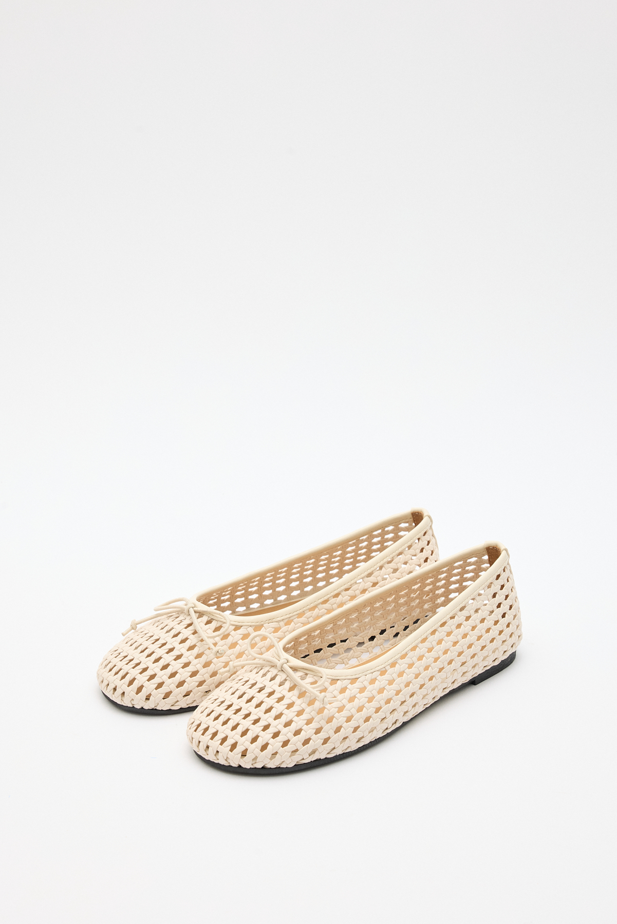 Deri Görünümlü Örgü Bej Örgü Kadın Babet