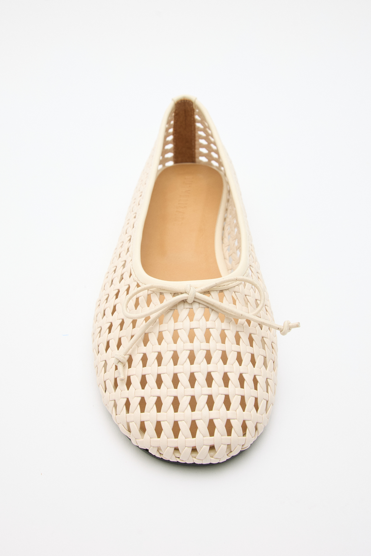 Deri Görünümlü Örgü Bej Örgü Kadın Babet