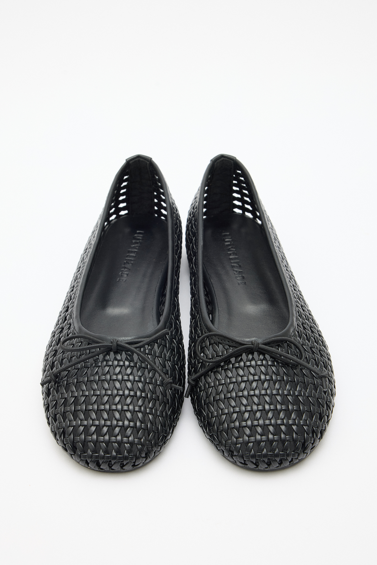 Deri Görünümlü Örgü Siyah Örgü Kadın Babet