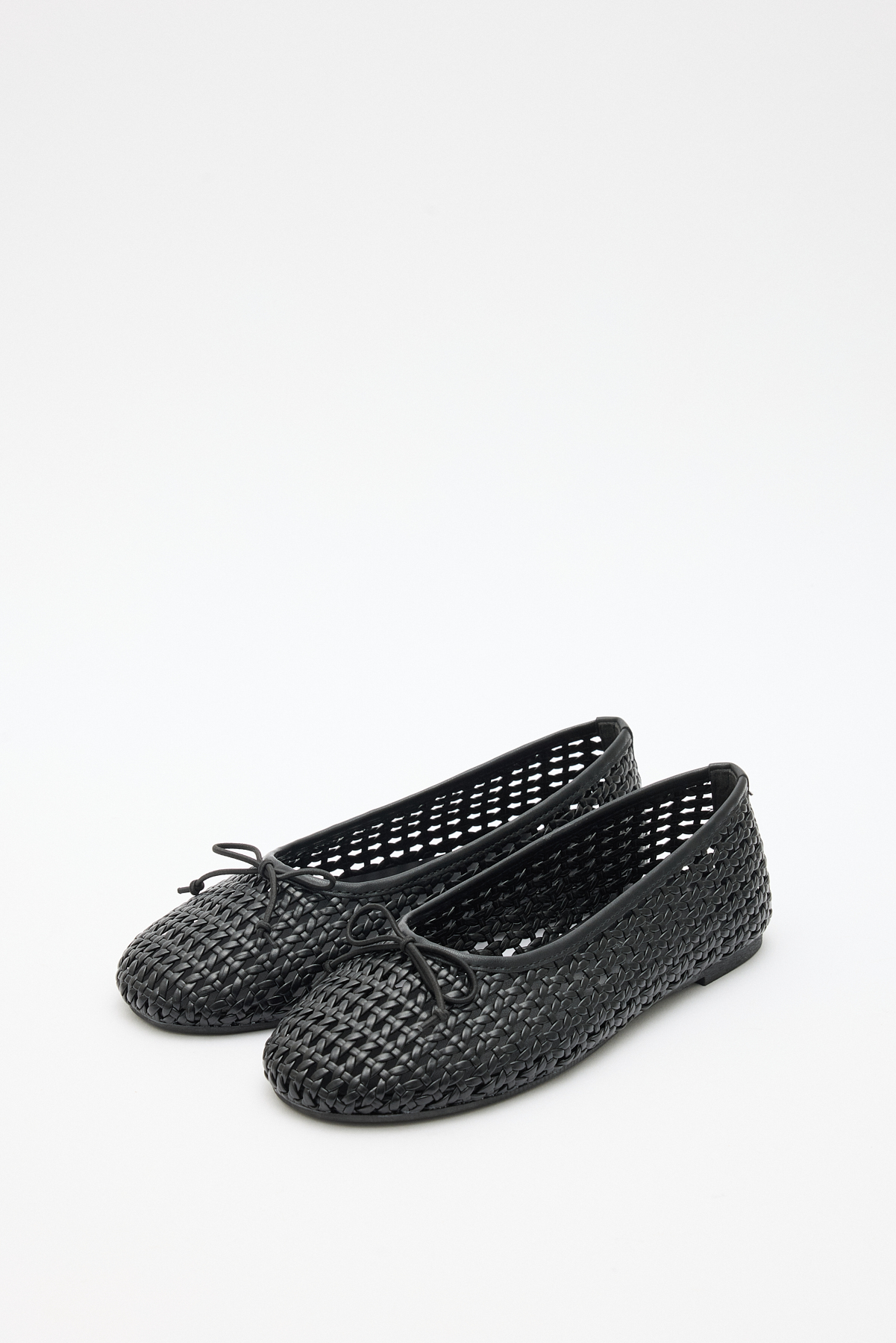 Deri Görünümlü Örgü Siyah Örgü Kadın Babet