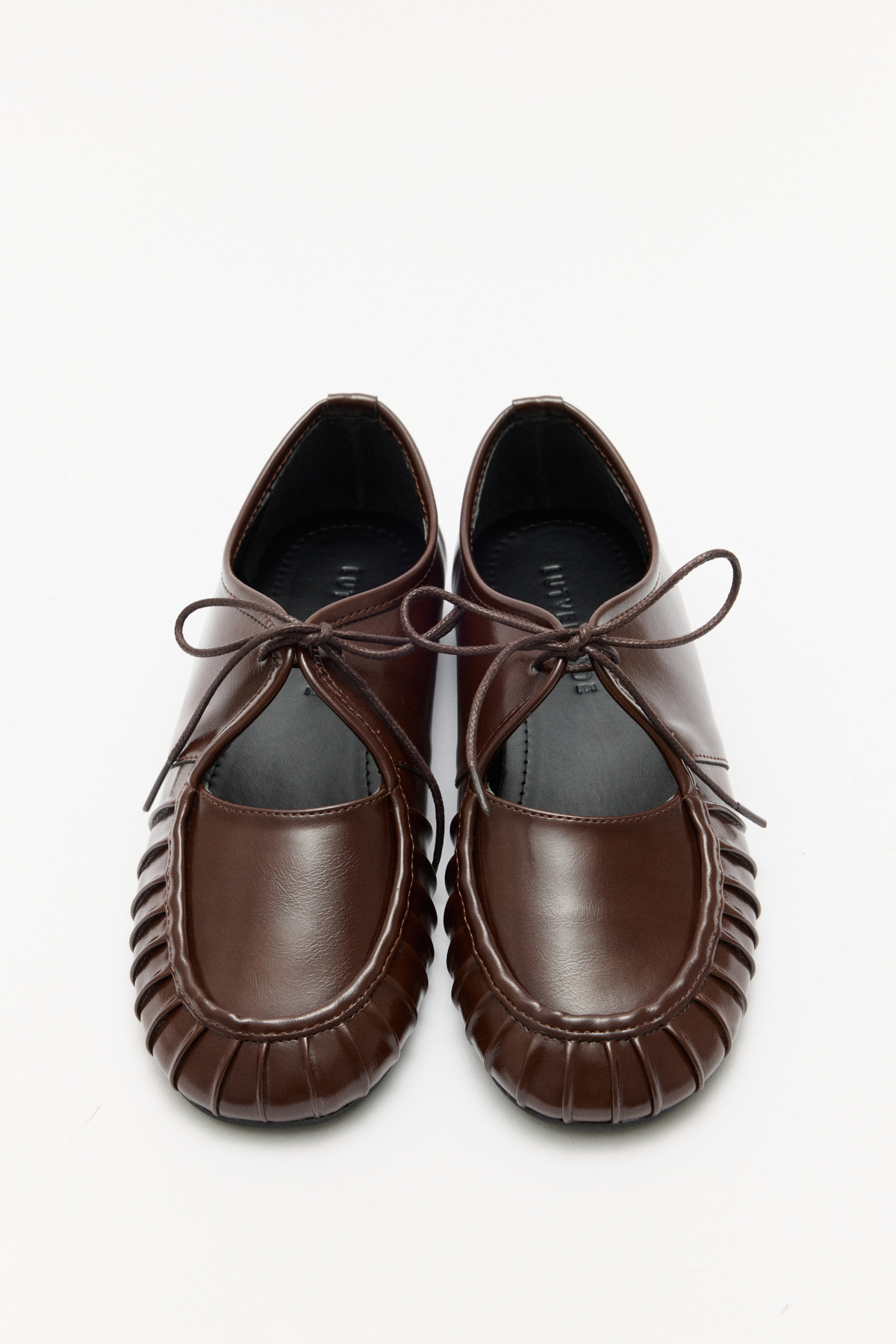 Bağcıklı Büzgü Detaylı Acı Kahve Kadın Babet