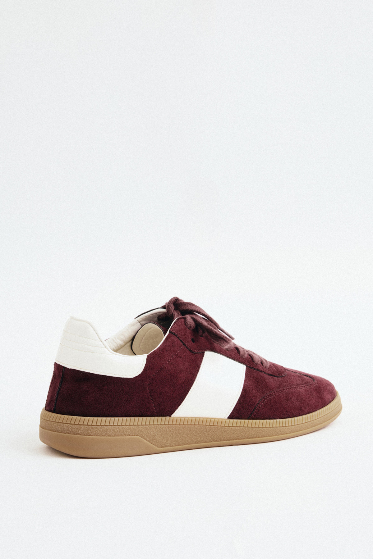 Bağcıklı Şeritli Mürdüm Süet Kadın Spor