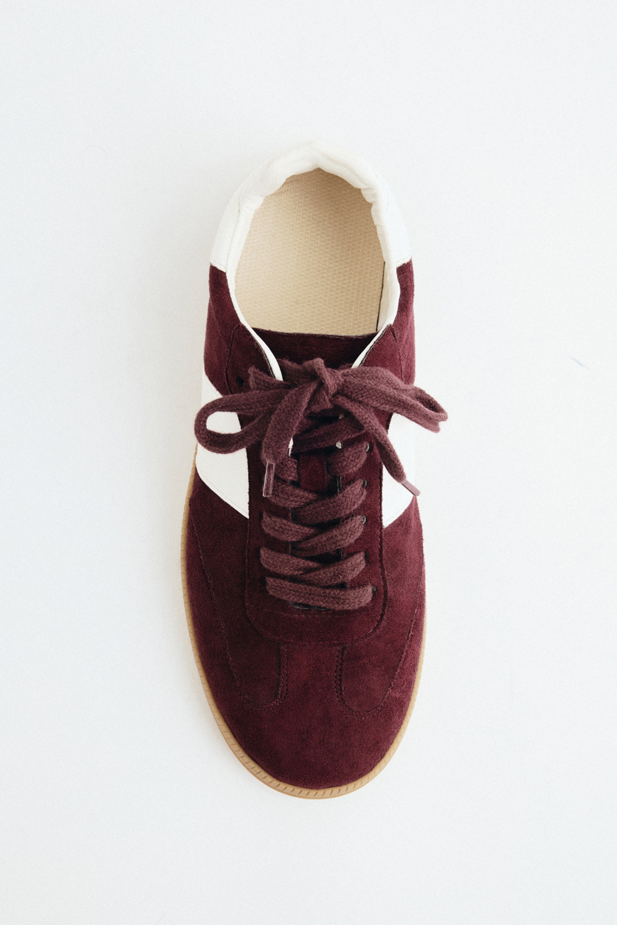 Bağcıklı Şeritli Mürdüm Süet Kadın Spor