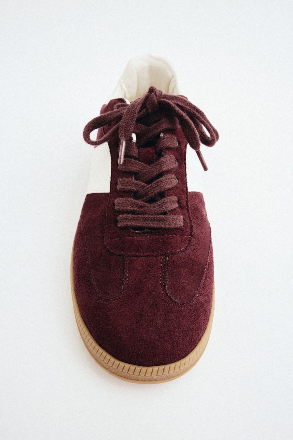 Bağcıklı Şeritli Mürdüm Süet Kadın Spor