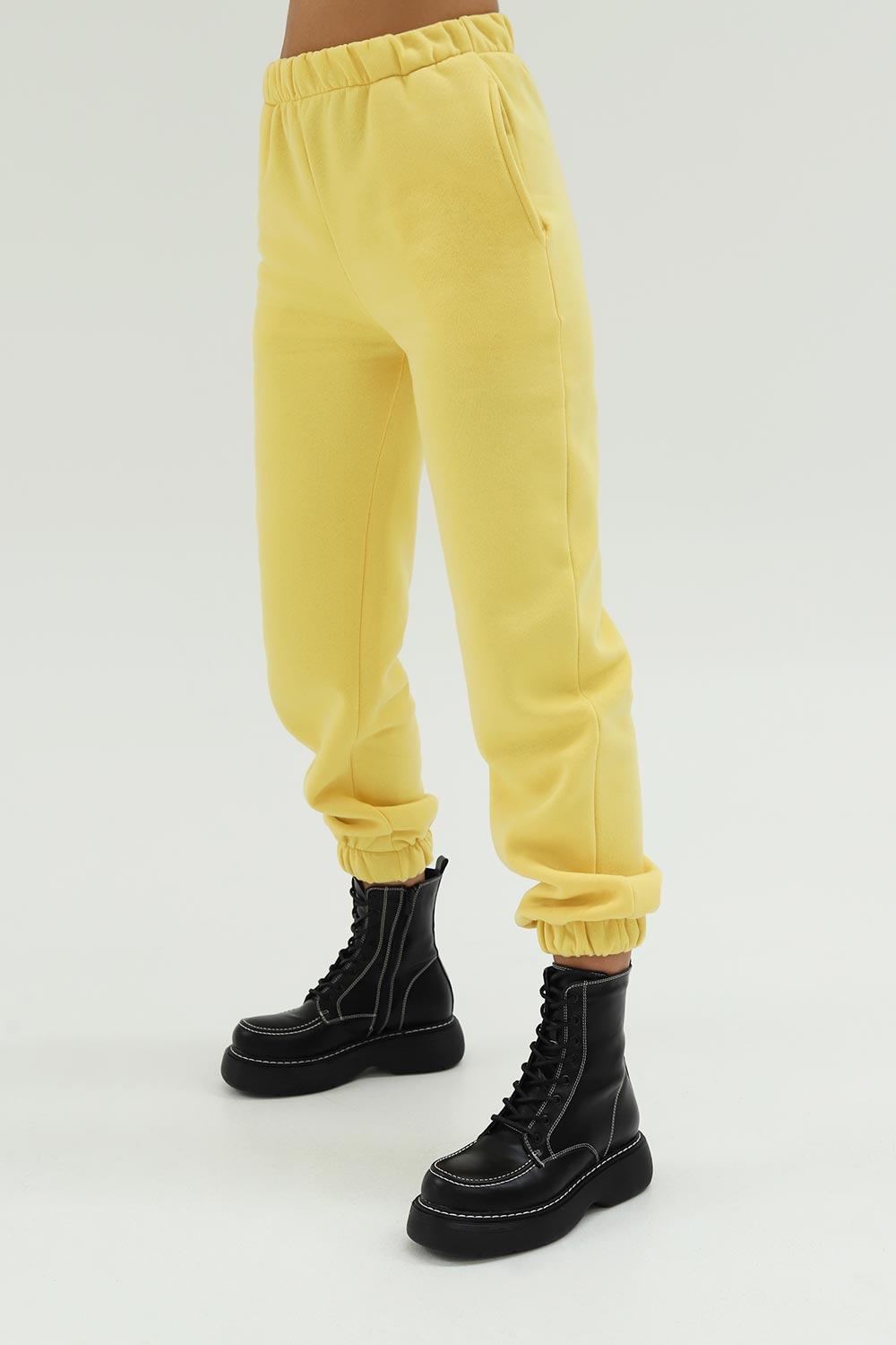 Beli Lastikli Jogger Pantolon Sarı Kadın Pantolon