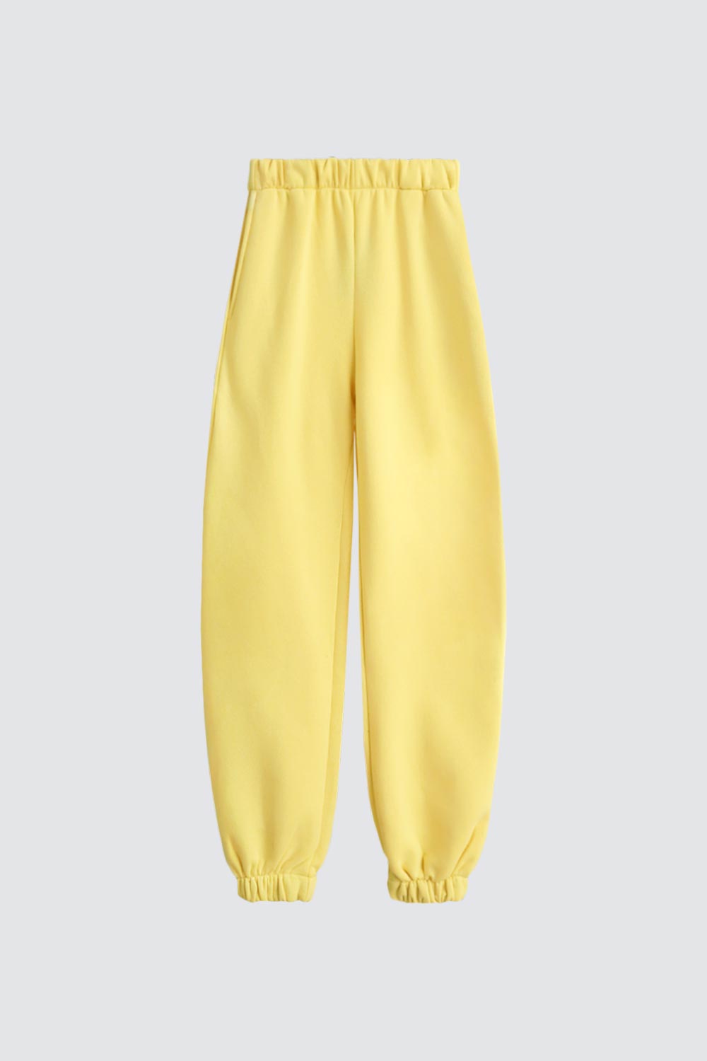Beli Lastikli Jogger Pantolon Sarı Kadın Pantolon