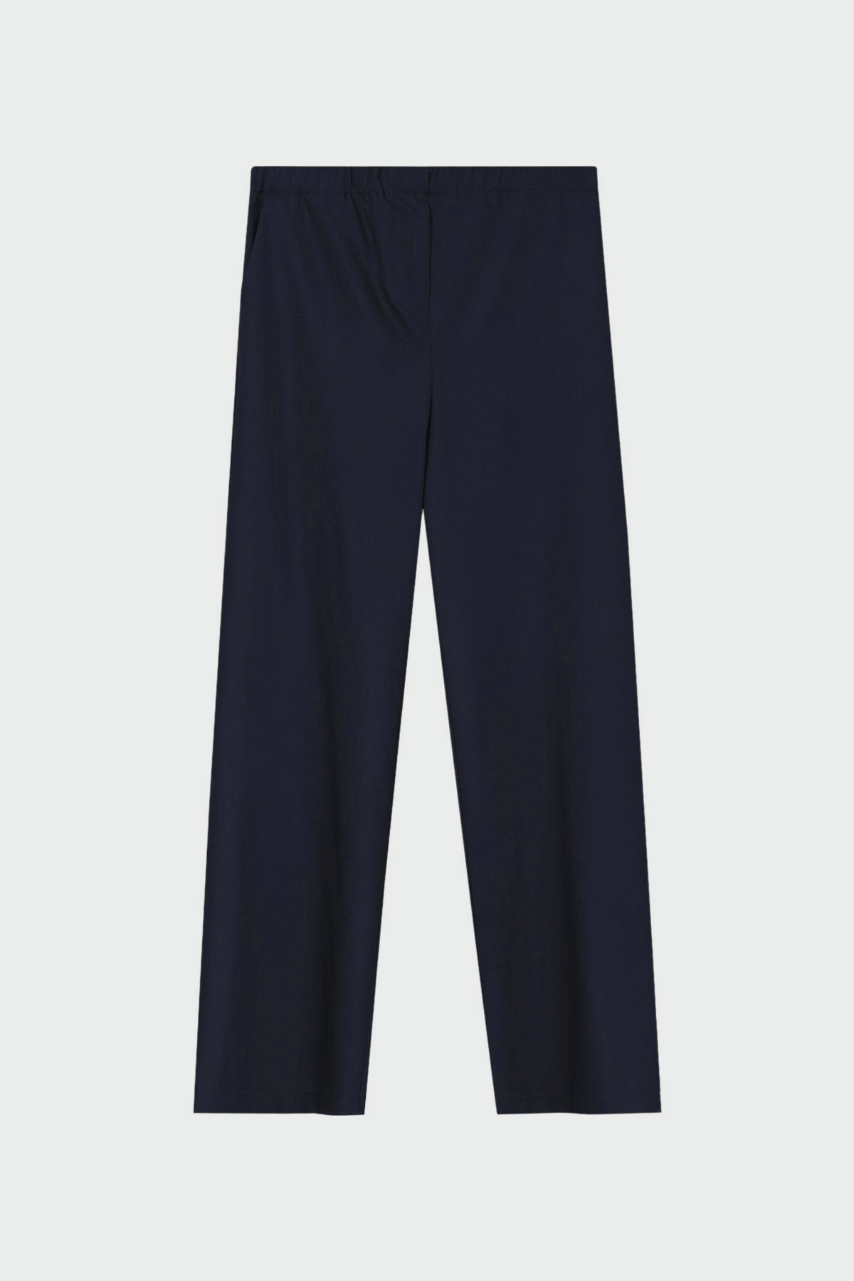 Beli Lastikli Straight Lacivert Kadın Pantolon