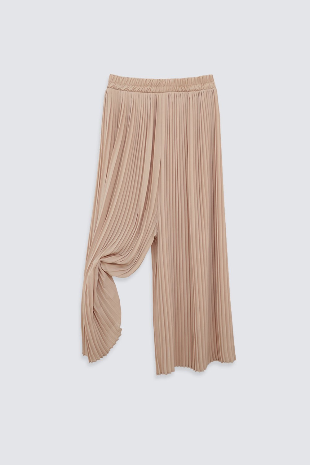 Beli Lastikli Piliseli Cream Kadın Pantolon