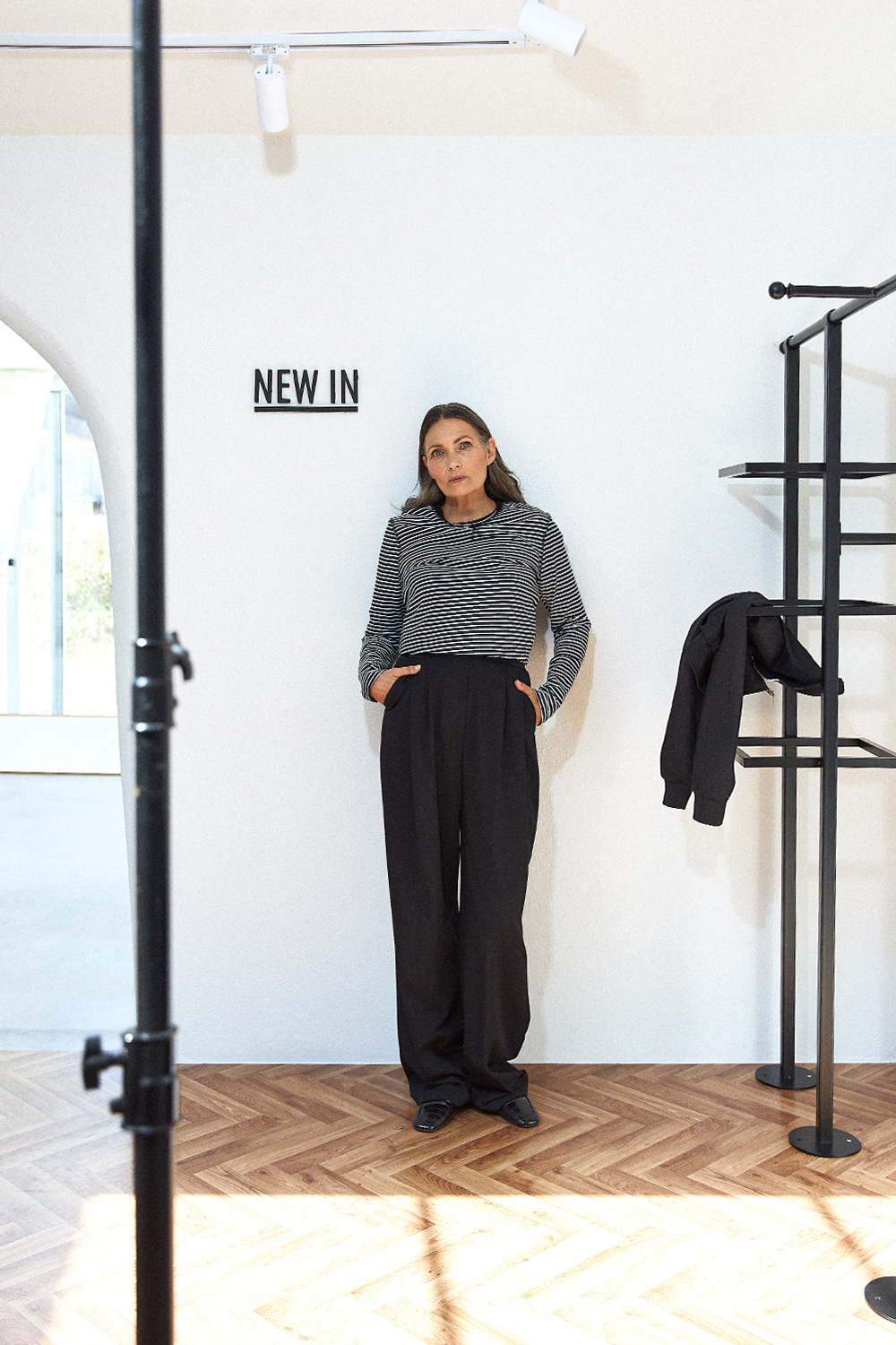 Bisiklet Yaka Çizgili Slim Lacivert Kadın Sweatshirt