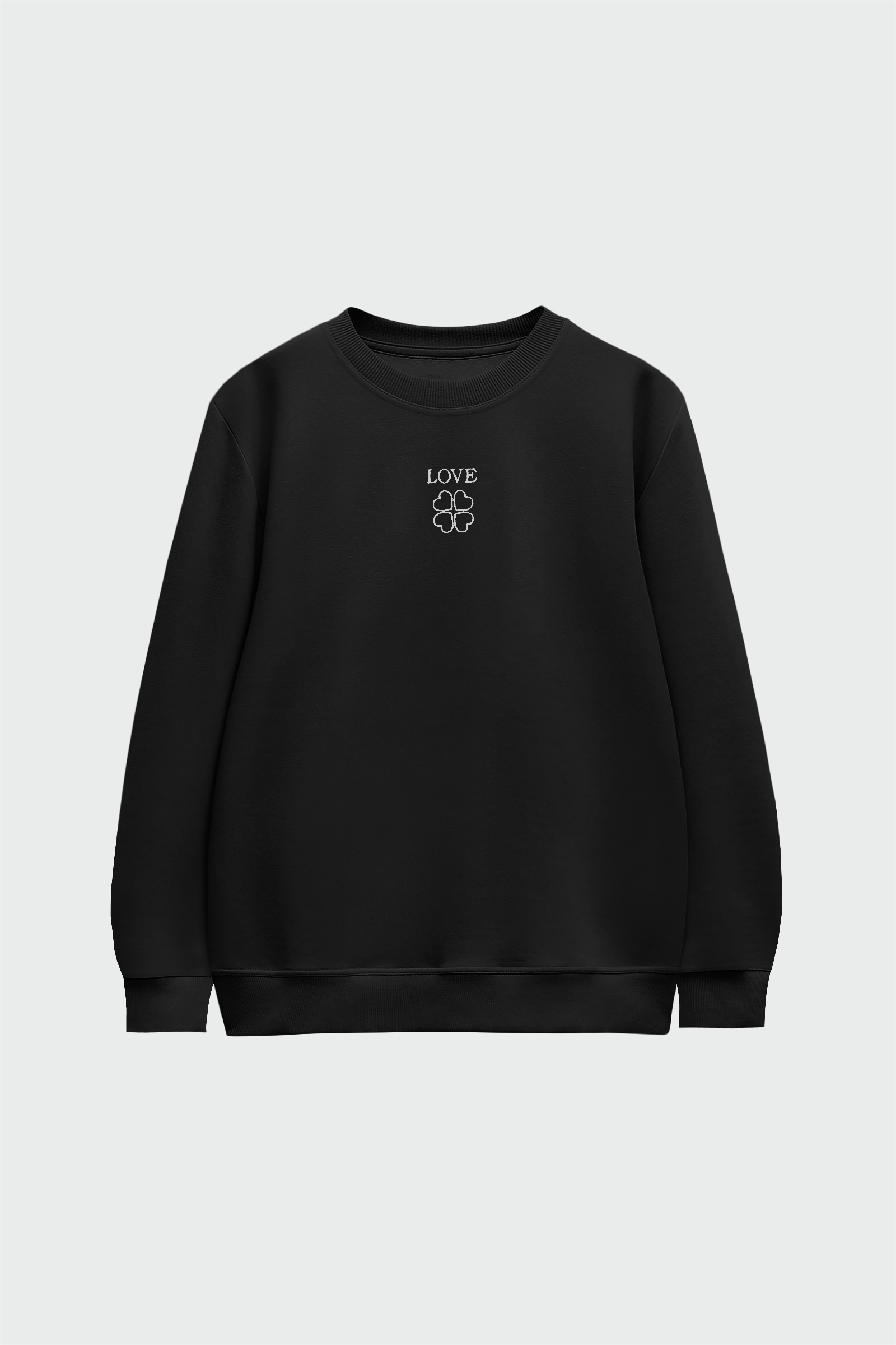 Bisiklet Yaka Love Siyah Kadın Sweatshirt