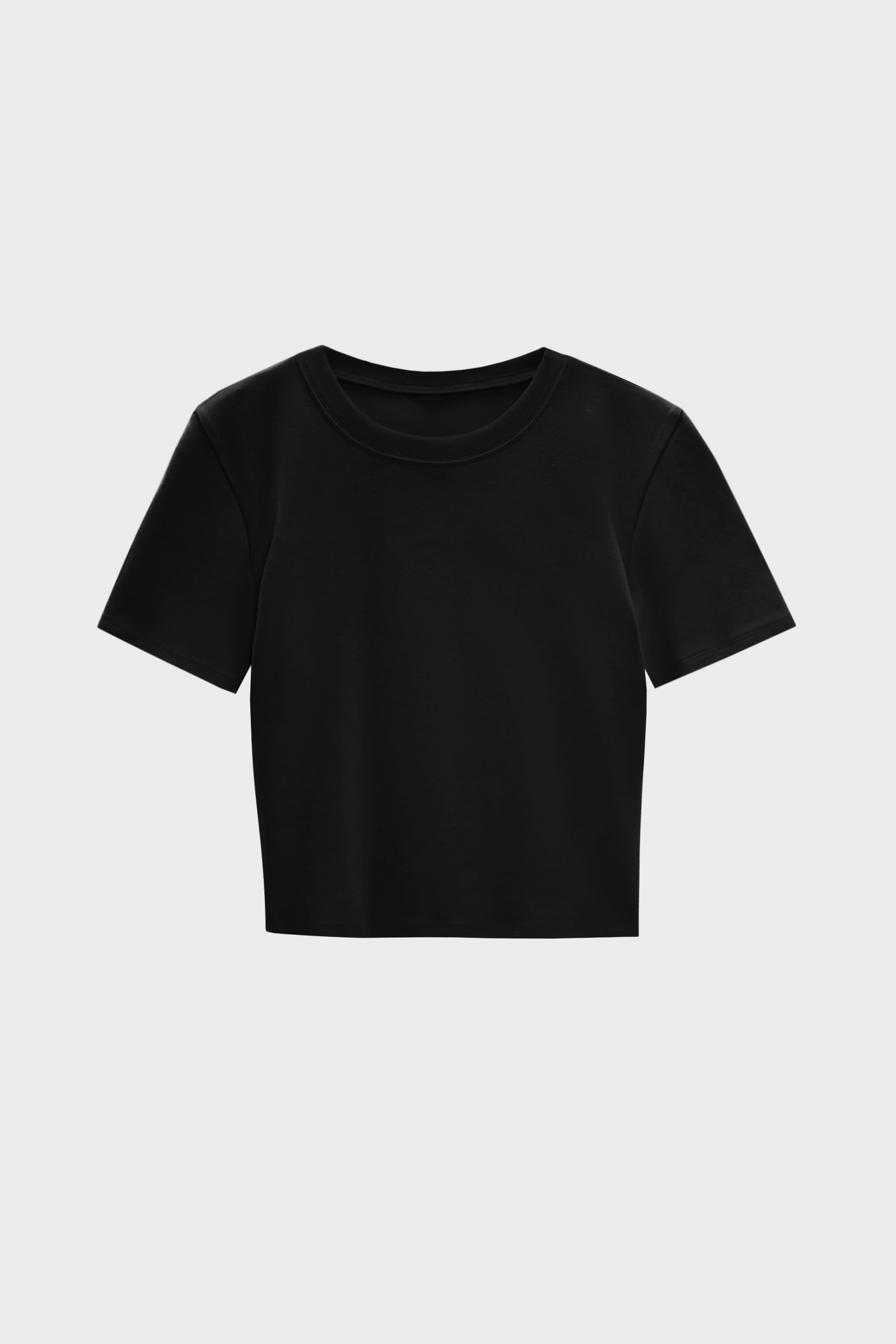 Bisiklet Yaka Crop Top Siyah Kadın Bluz