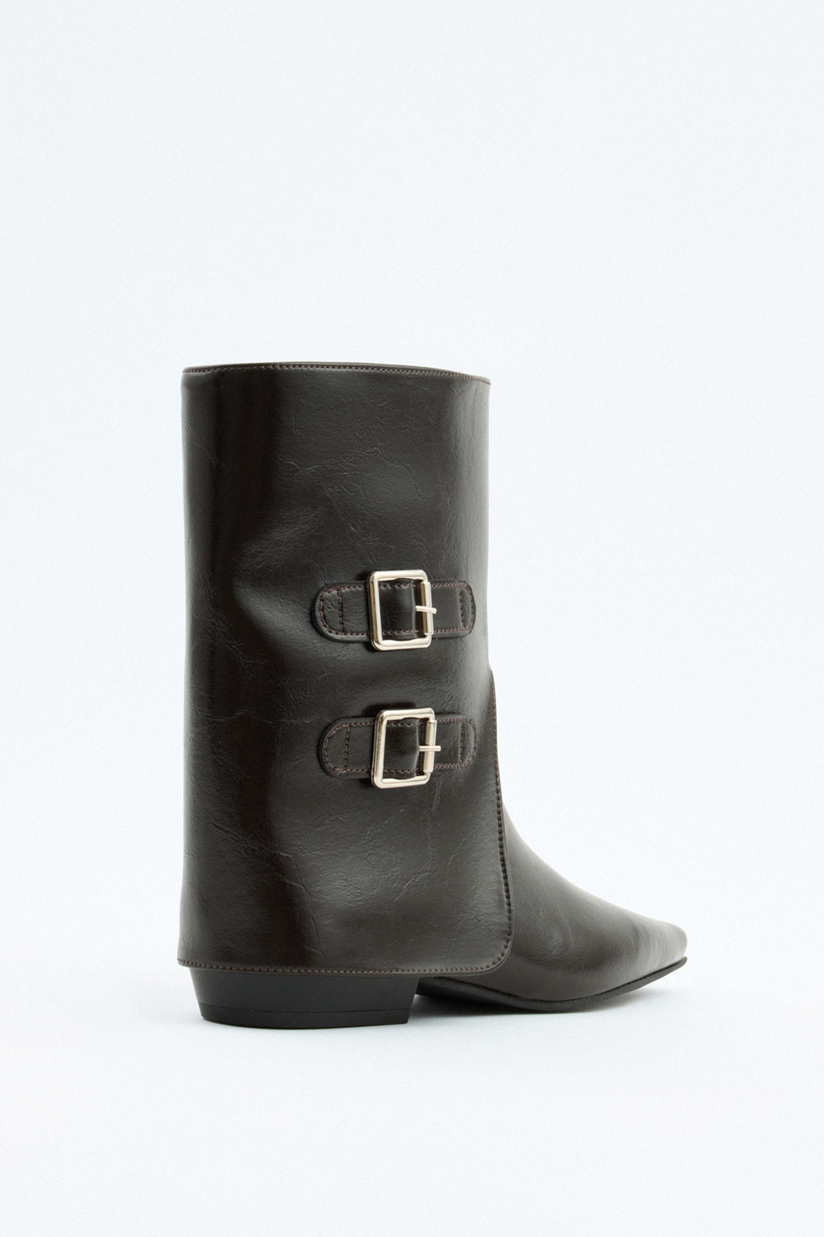 Çift Tokalı Tozluk Detaylı Acı Kahve Kadın Bot