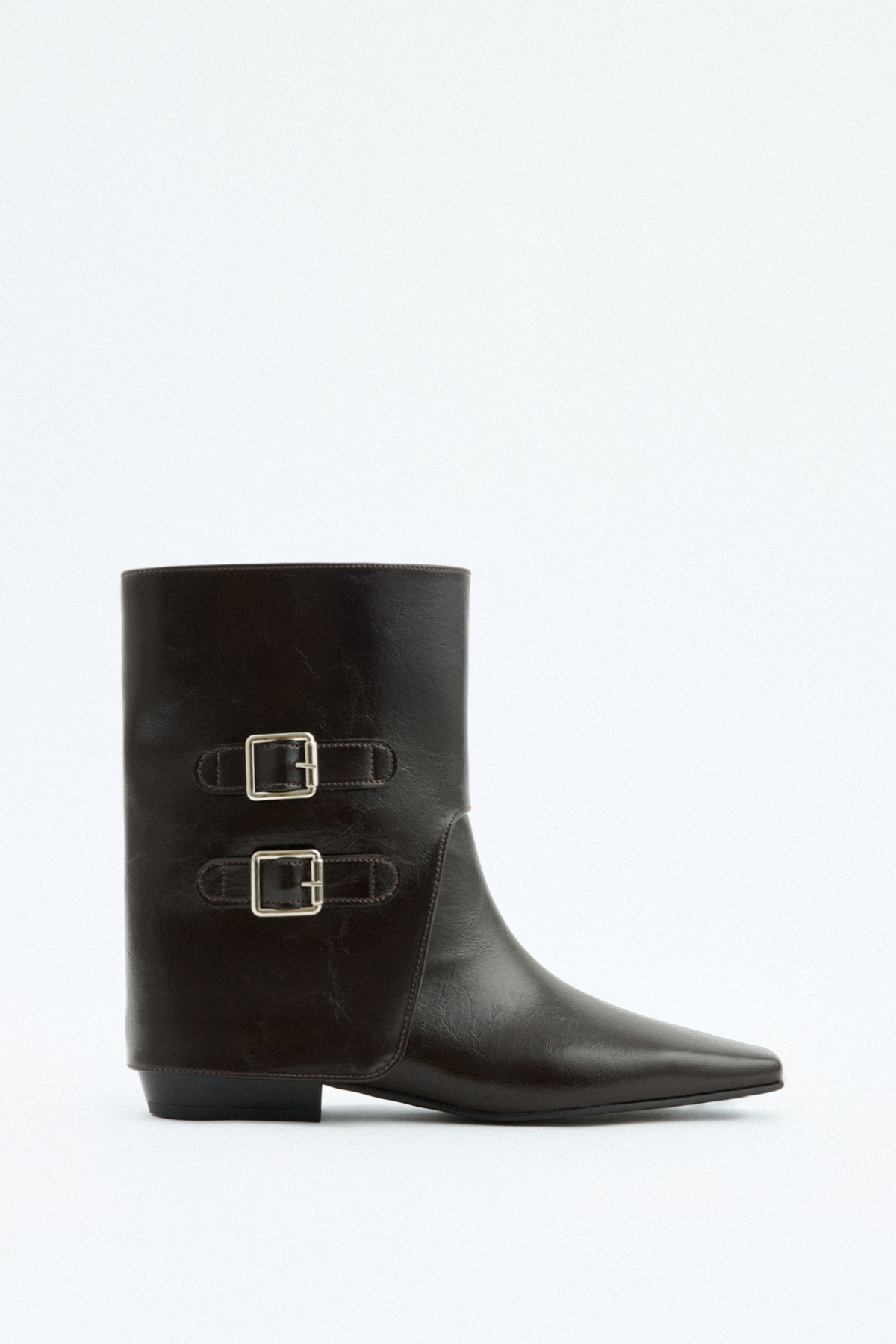 Çift Tokalı Tozluk Detaylı Acı Kahve Kadın Bot