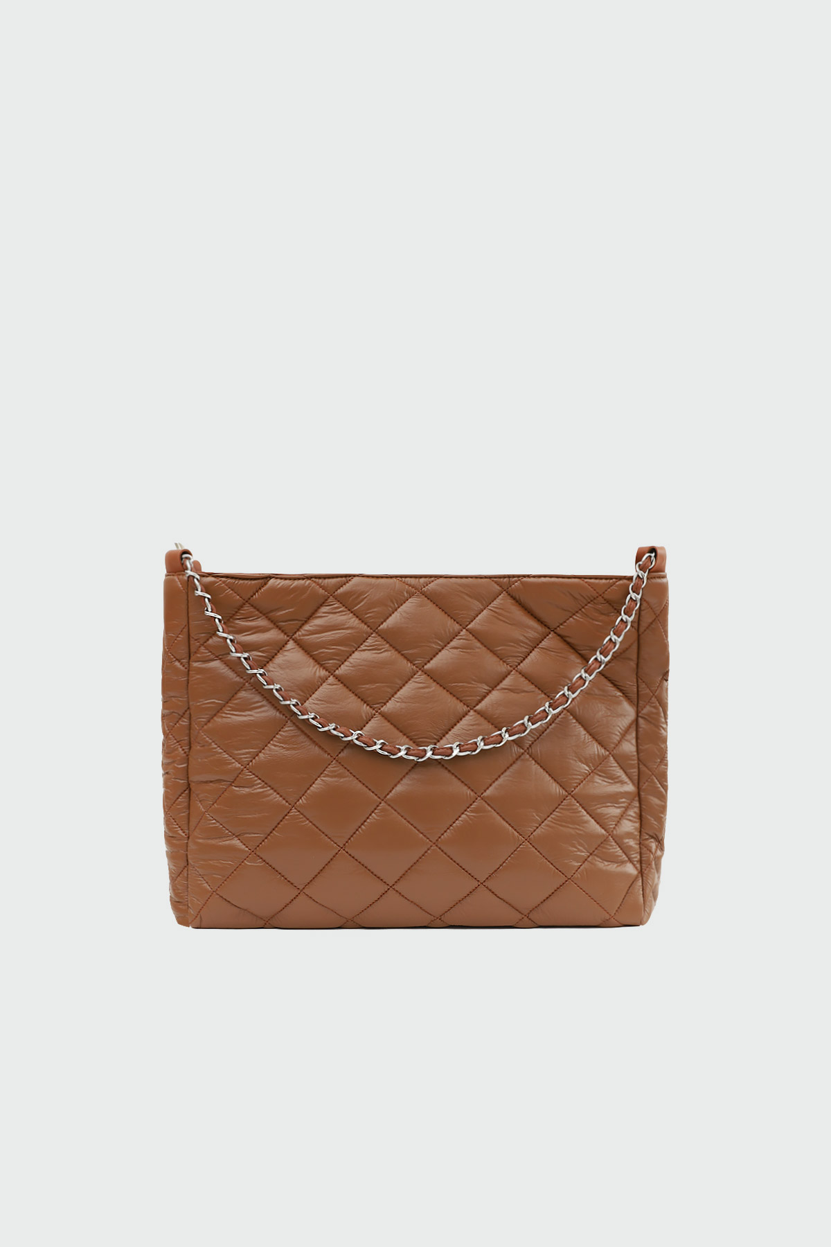 Kapitone Zincirli Shopper Taba Kadın Çanta