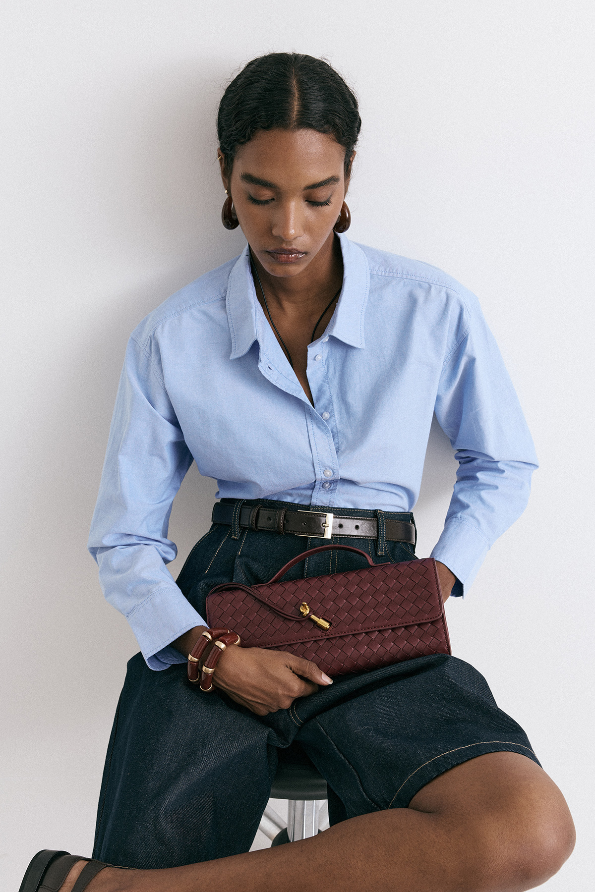Zigzag Desenli Envelope Bordo Kadın Çanta