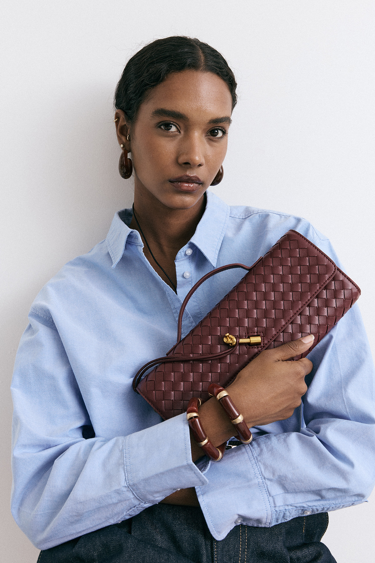 Zigzag Desenli Envelope Bordo Kadın Çanta