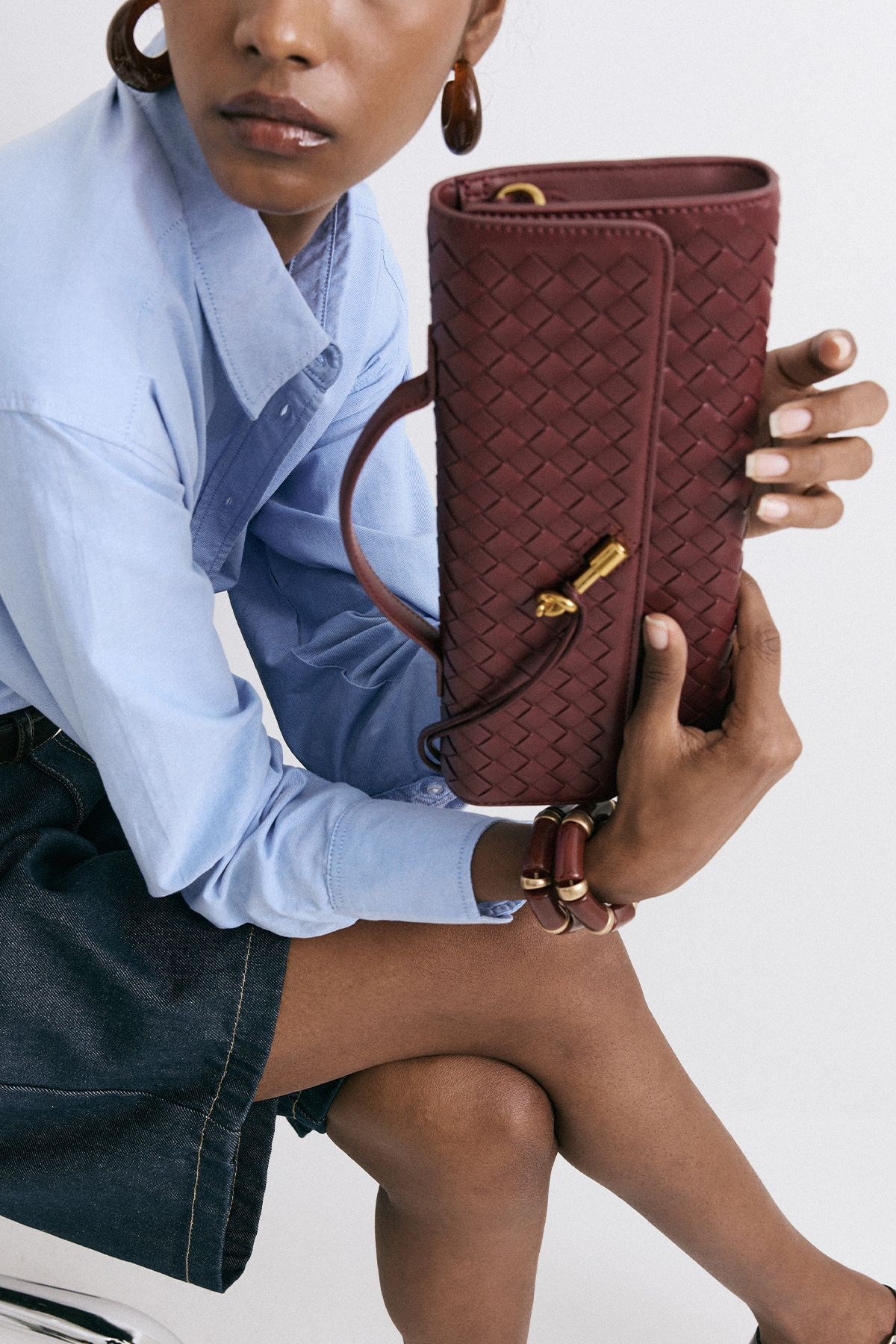 Zigzag Desenli Envelope Bordo Kadın Çanta