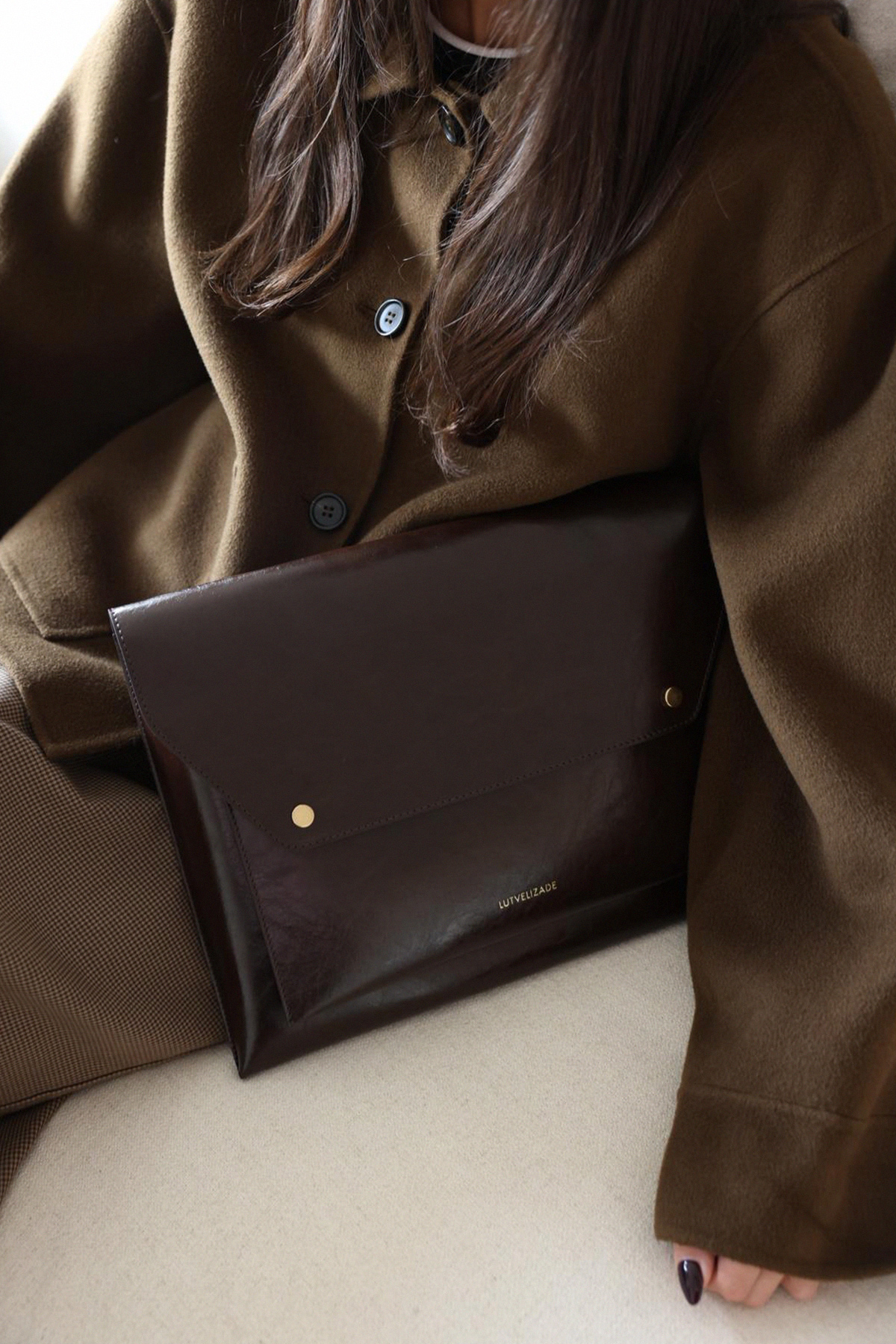 Çok Gözlü Clutch Acı Kahve Kadın Çanta