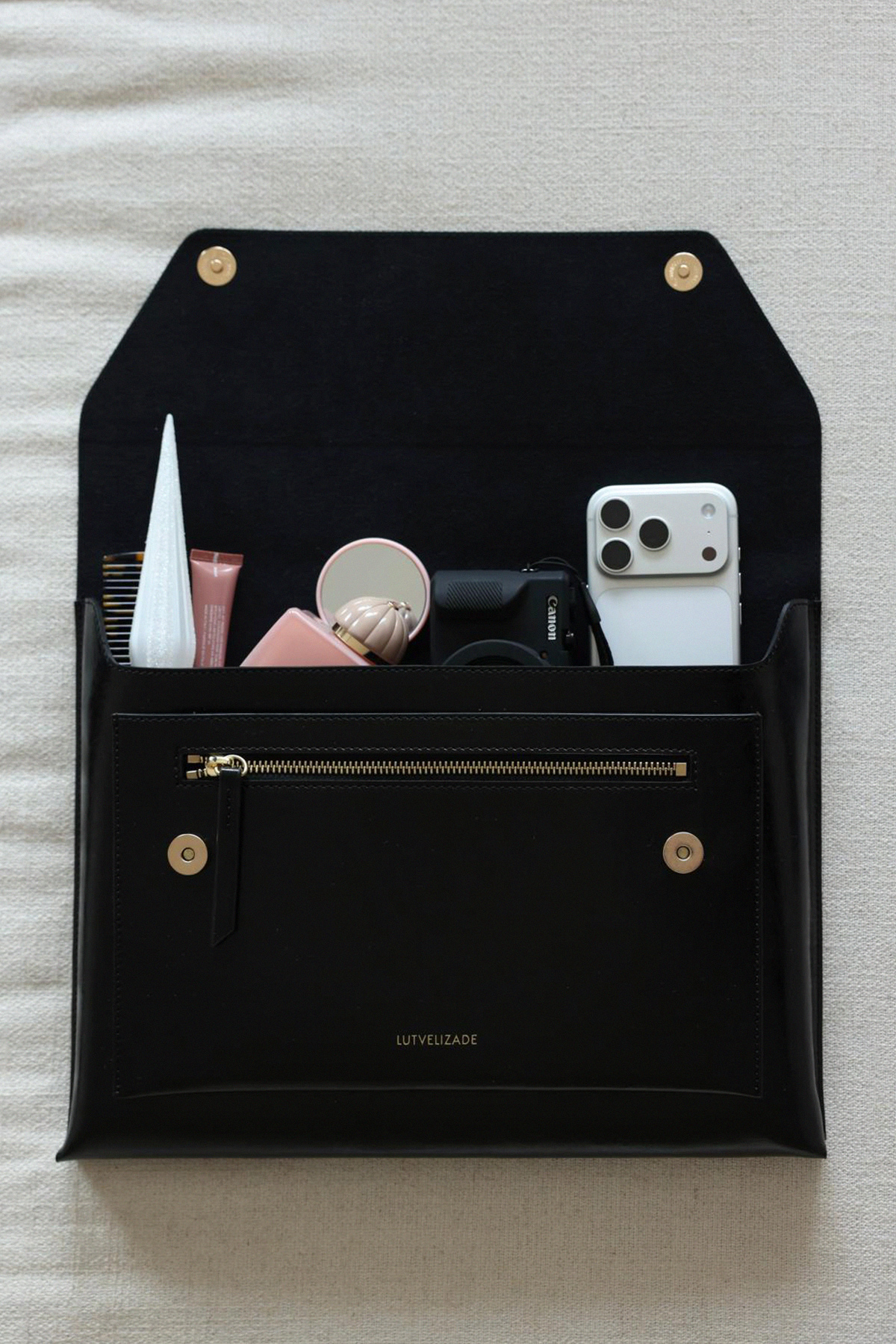 Çok Gözlü Clutch Siyah Kadın Çanta