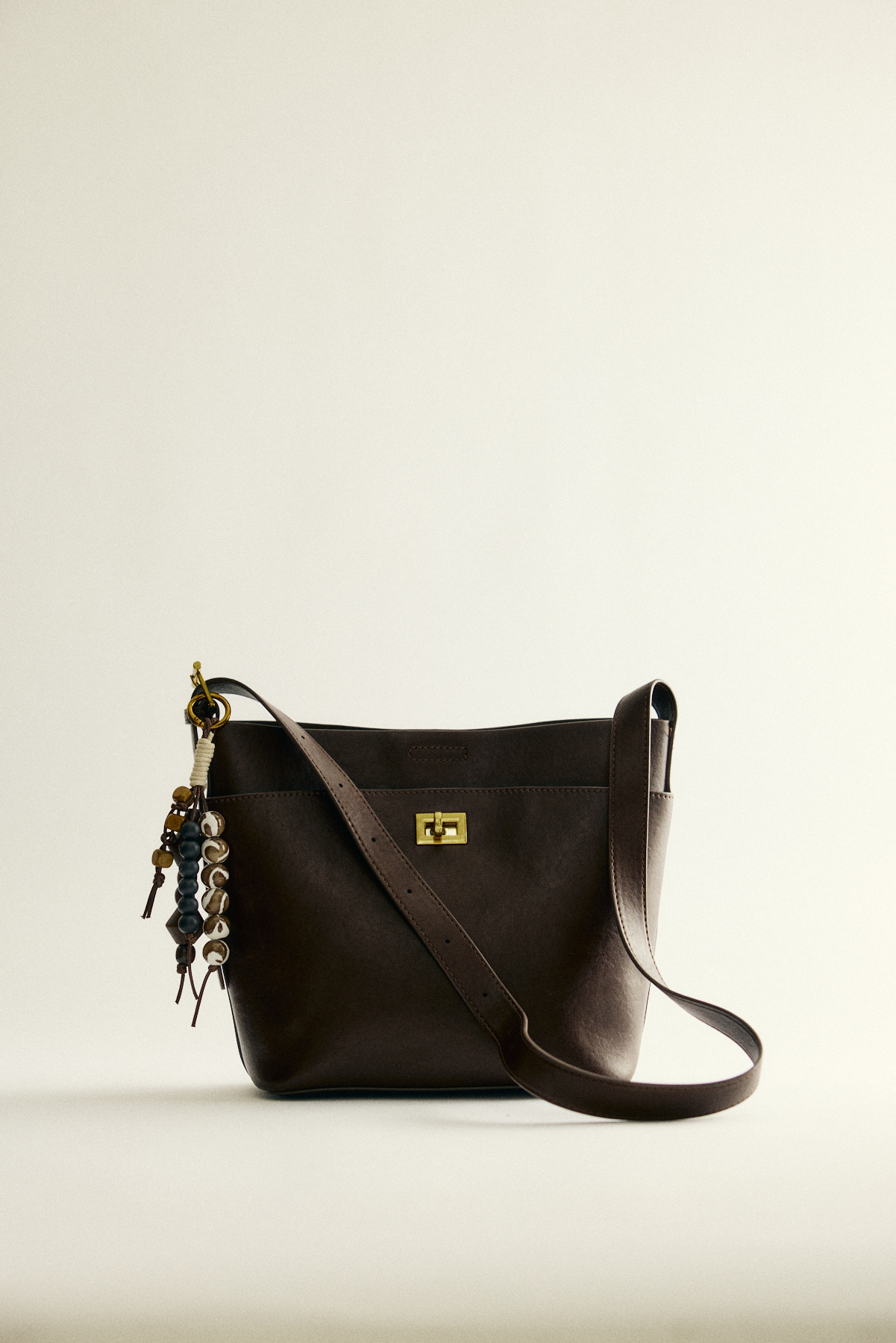 Minimal Gold Kilitli Acı Kahve Kadın Çanta