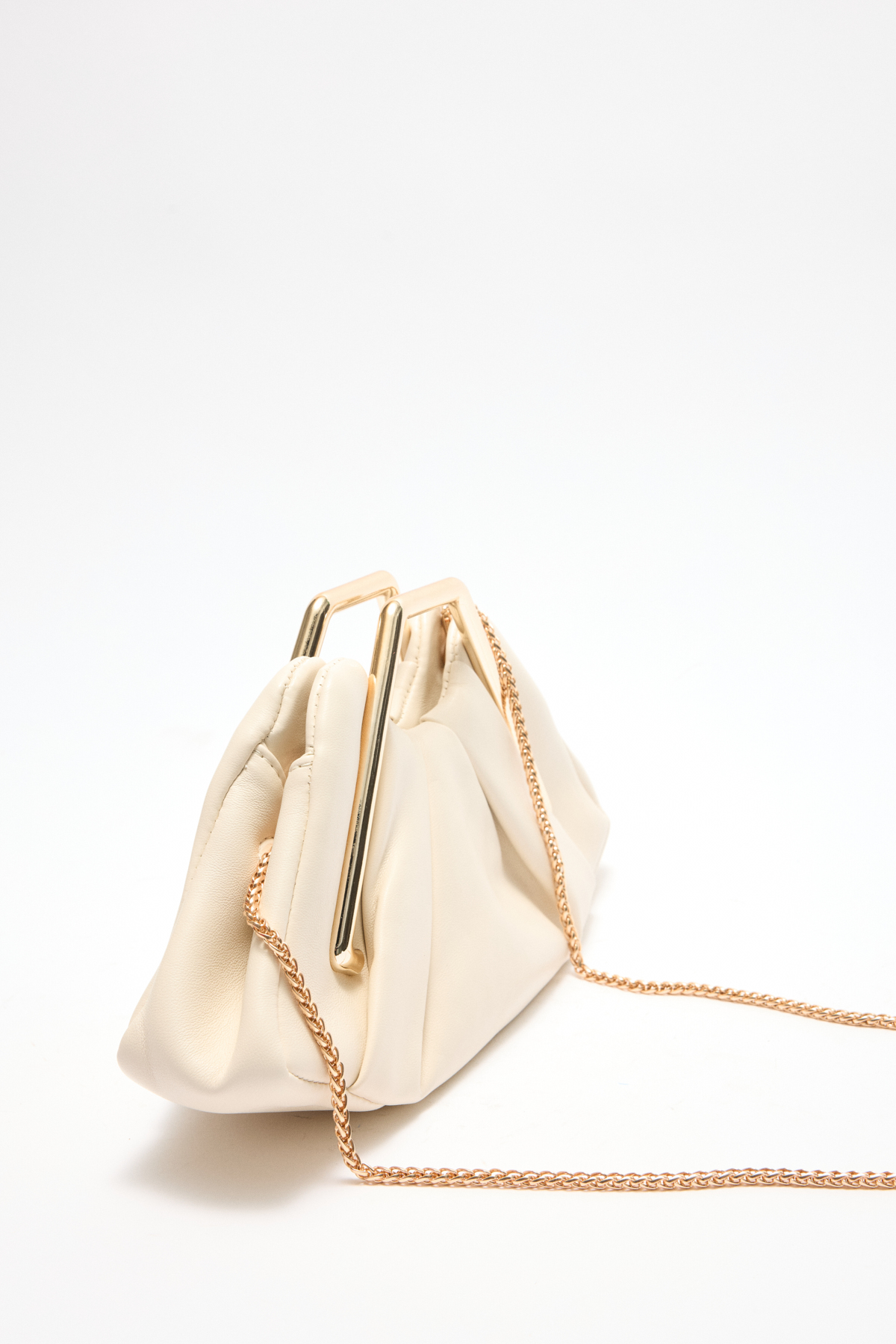 Geometrik Çerçeve Detaylı Beyaz Kadın Çanta