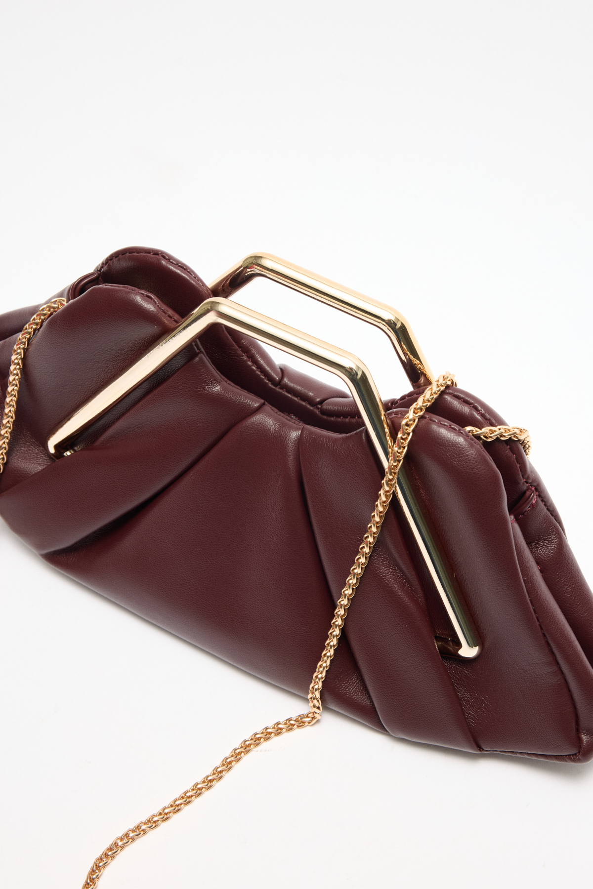 Geometrik Çerçeve Detaylı Bordo Kadın Çanta