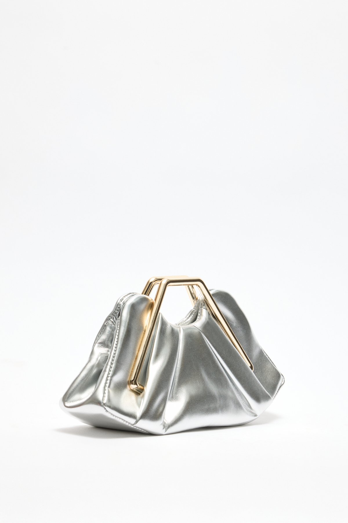 Geometrik Çerçeve Detaylı Gümüş Kadın Çanta