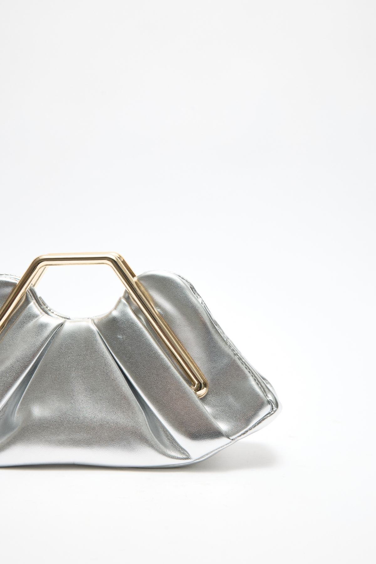 Geometrik Çerçeve Detaylı Gümüş Kadın Çanta