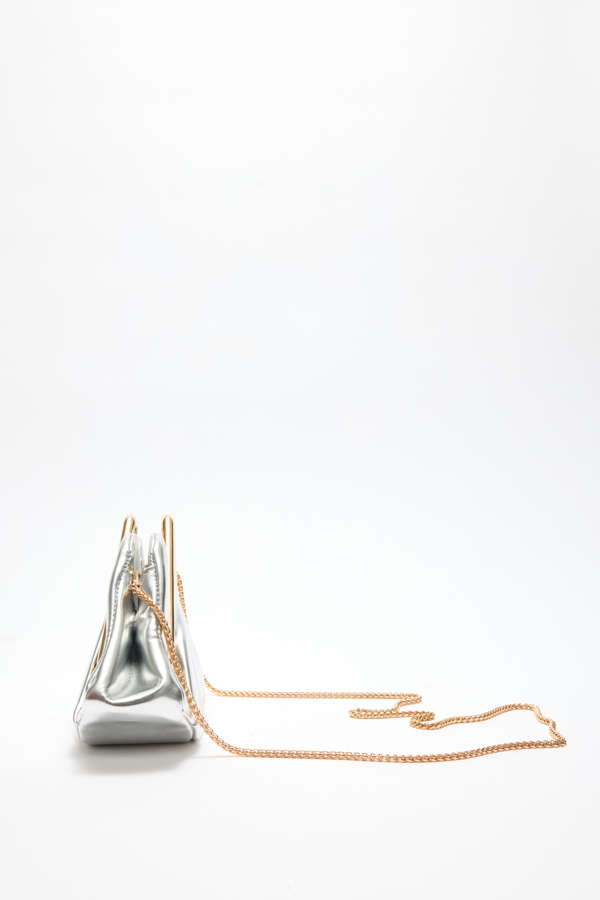 Geometrik Çerçeve Detaylı Gümüş Kadın Çanta