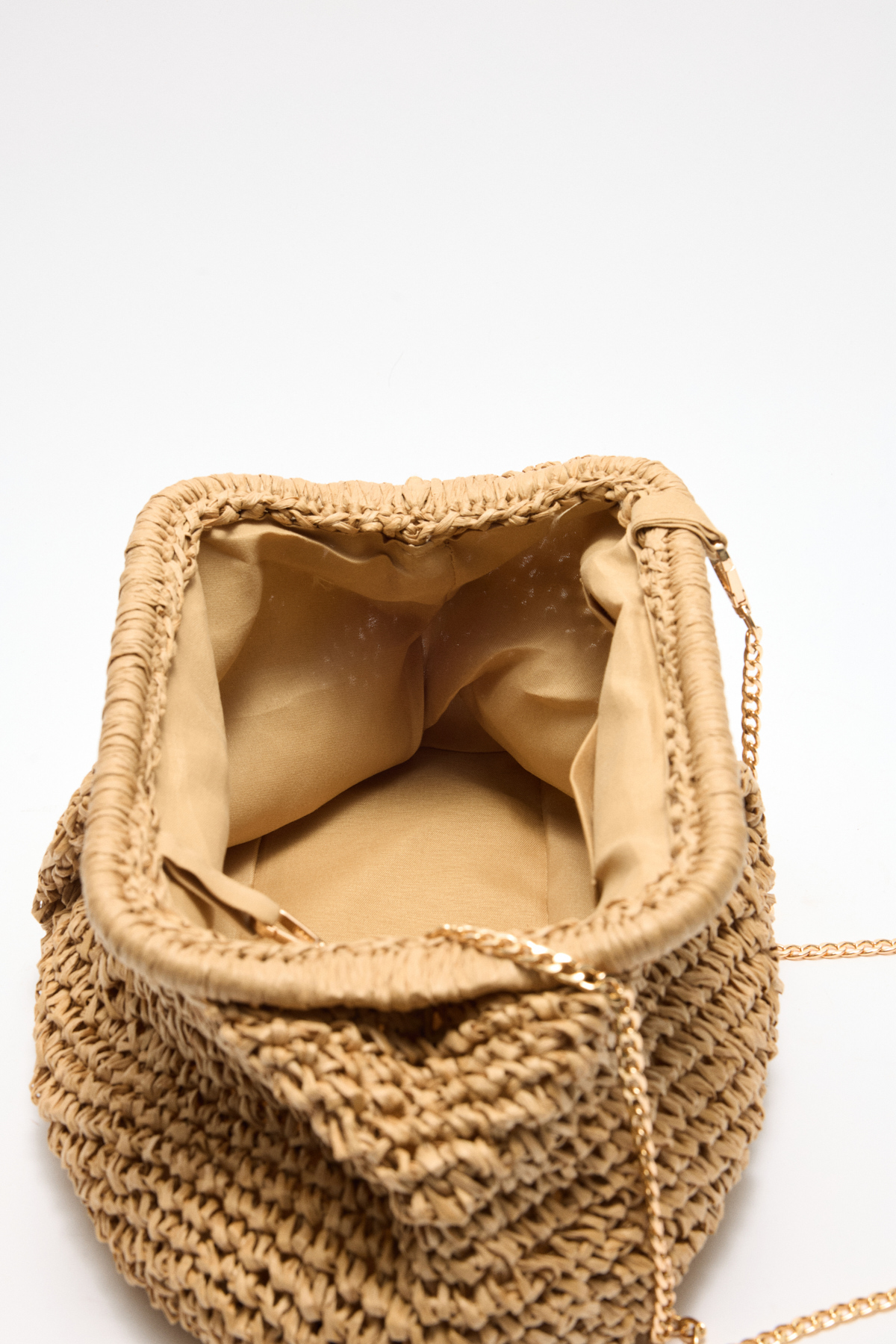 Hasır Dokulu Zincir Askılı Taba Hasır Kadın Çanta
