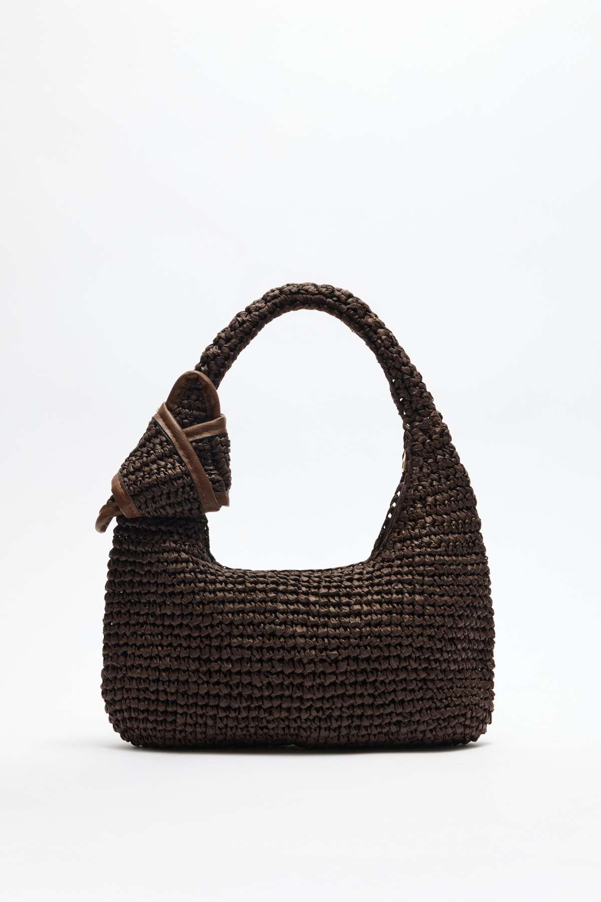 Düğüm Detaylı Hasır Kahve Hasır Kadın Çanta