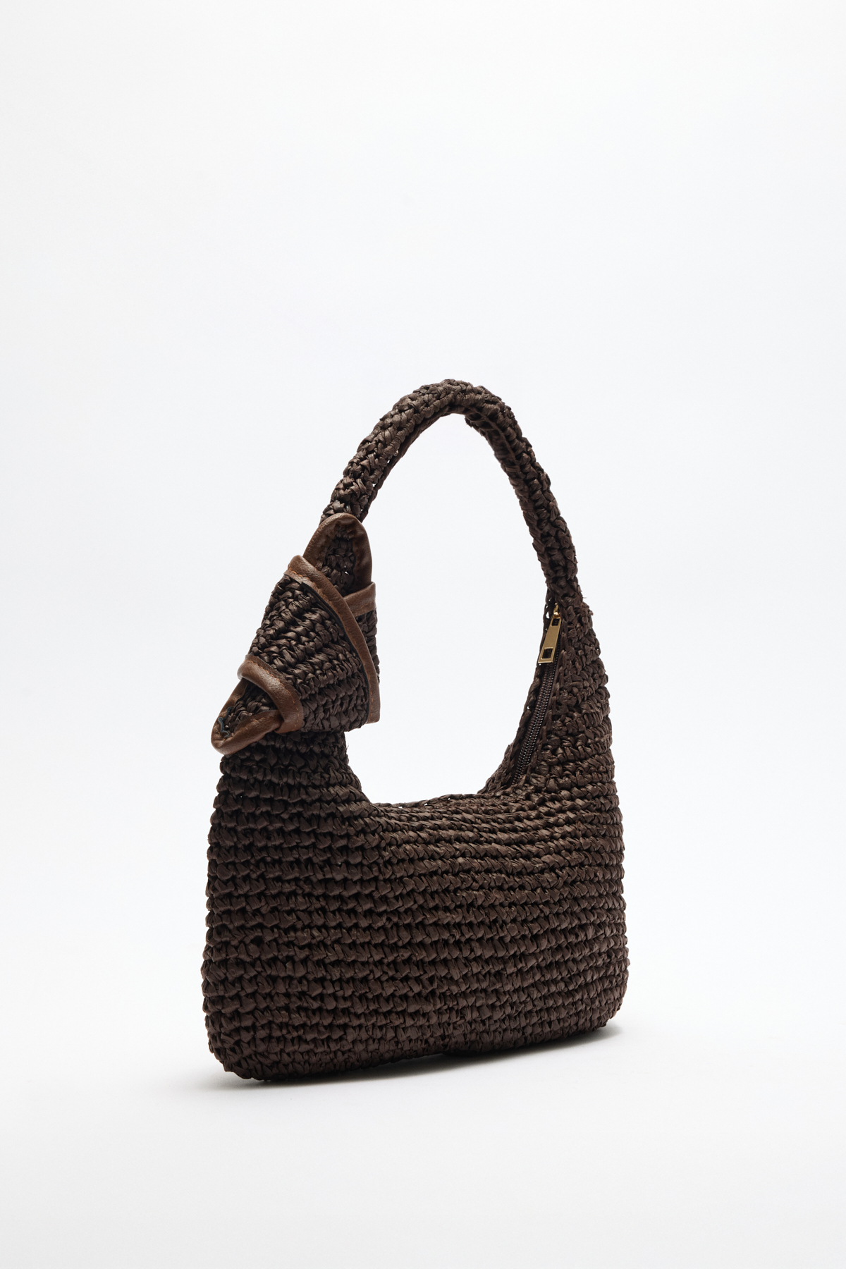 Düğüm Detaylı Hasır Kahve Hasır Kadın Çanta