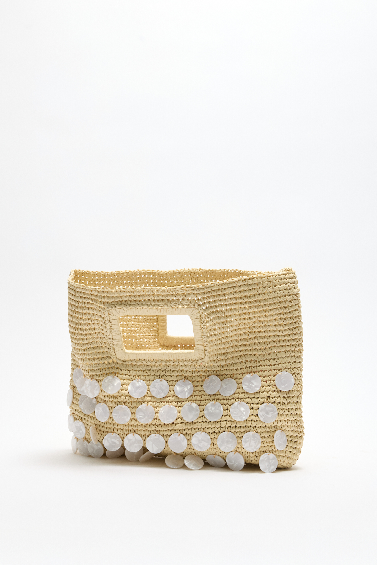 Sedef Pul Detaylı Bej Hasır Kadın Çanta