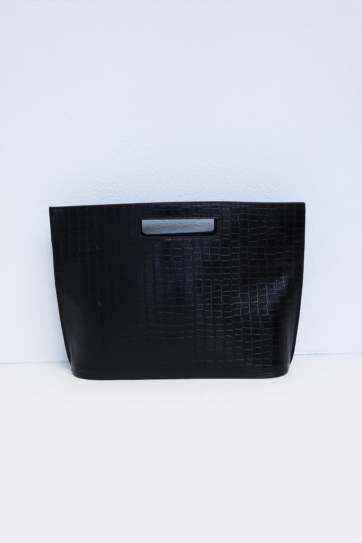 Minimal Croc Desenli Siyah Croc Kadın Çanta