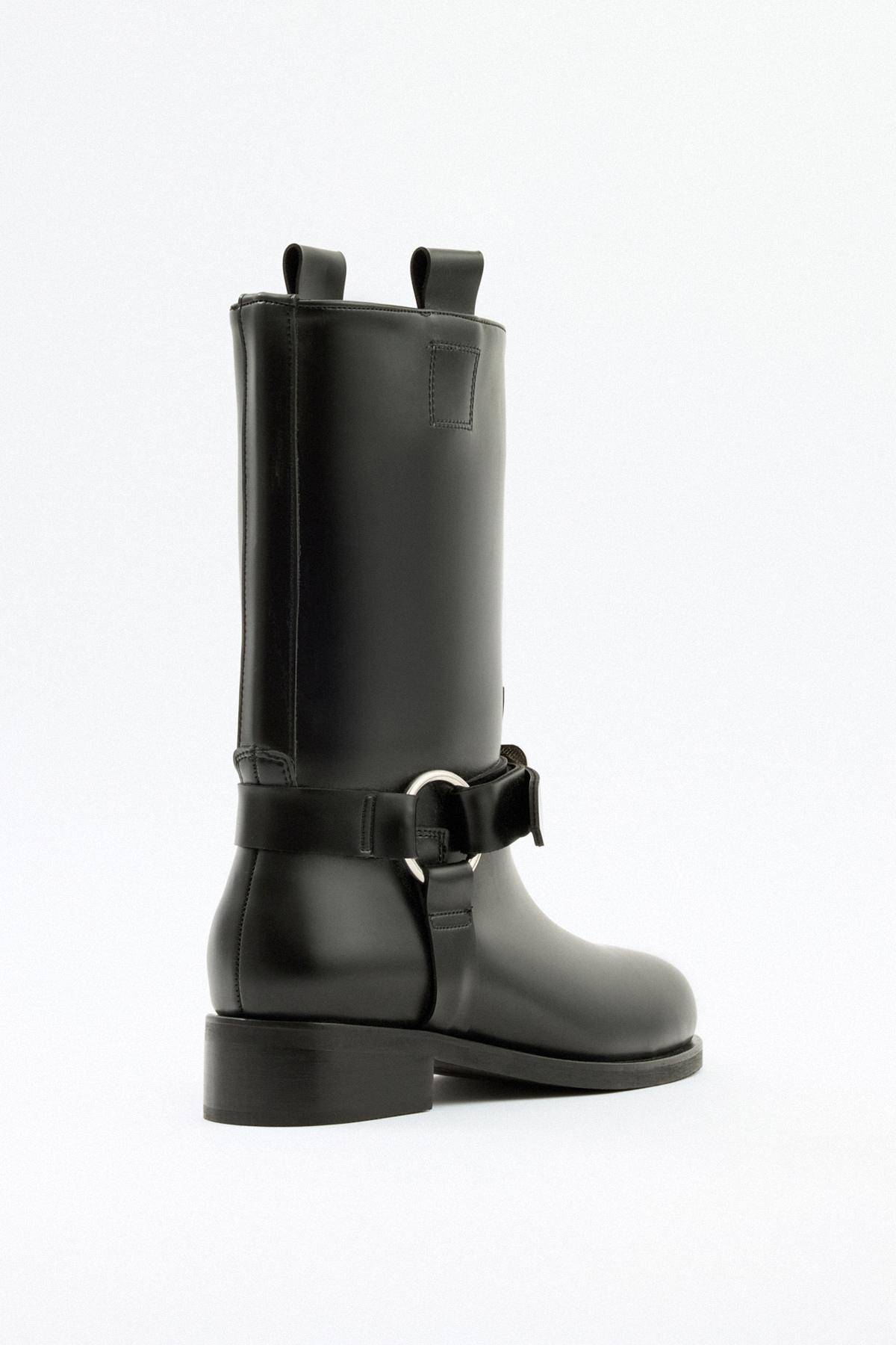 Çift Tokalı Biker Siyah Kadın Çizme