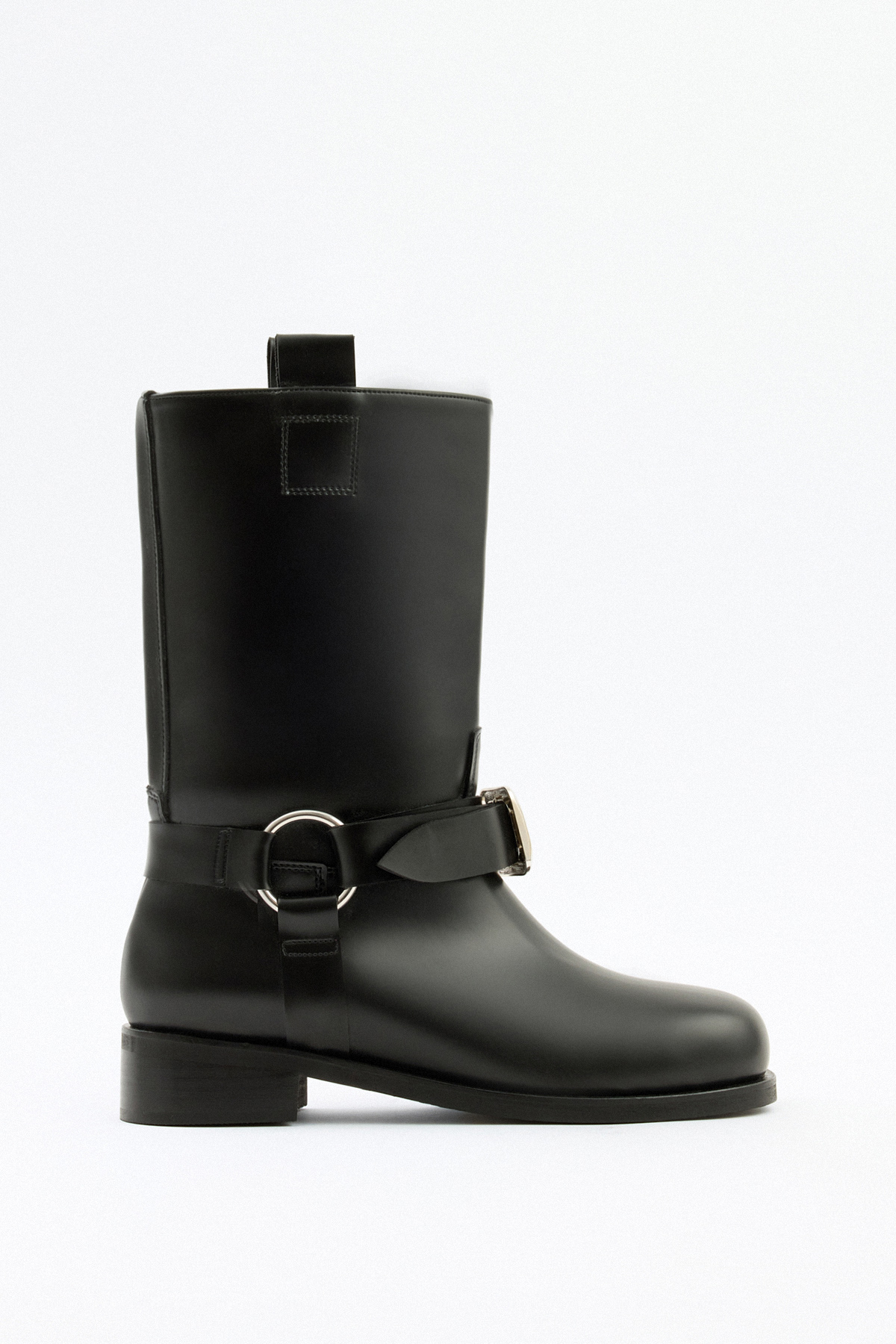 Çift Tokalı Biker Siyah Kadın Çizme