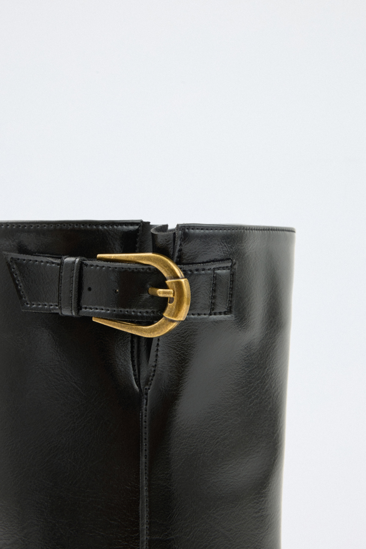 Eskitme Gold Tokalı Biker Siyah Kadın Çizme