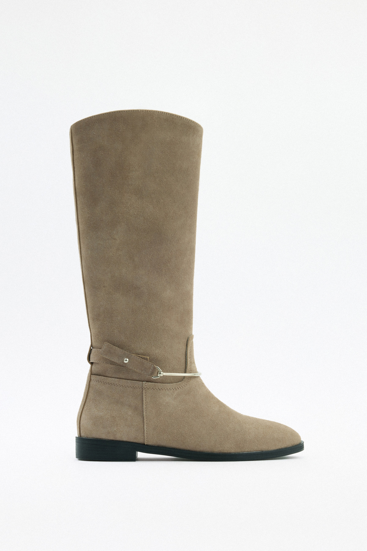 Gümüş Bilek Aksesuarlı Vizon Süet Kadın Çizme