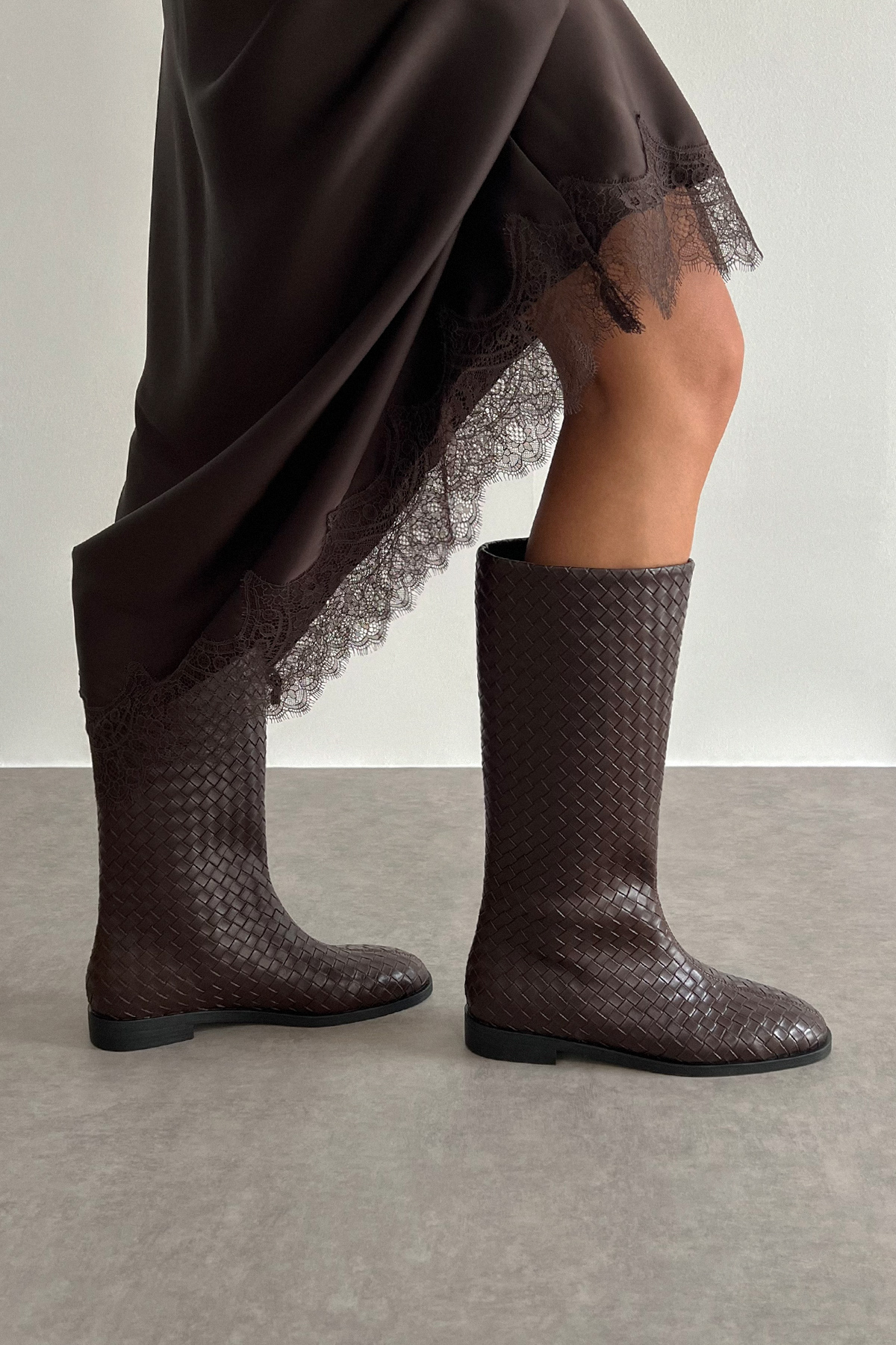 Desenli Binici Acı Kahve Örgü Kadın Çizme