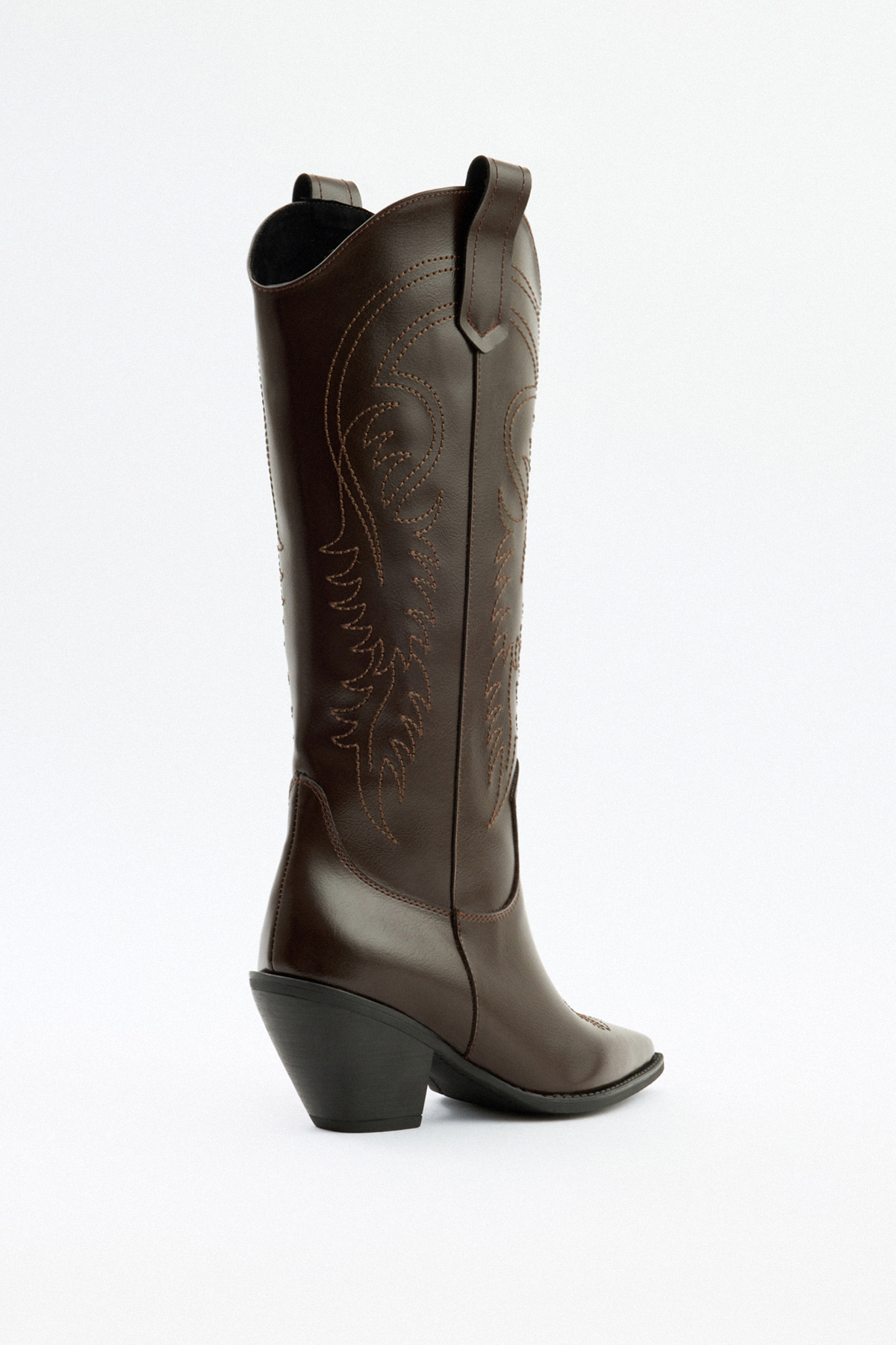 İşlemeli Kovboy Acı Kahve Kadın Çizme