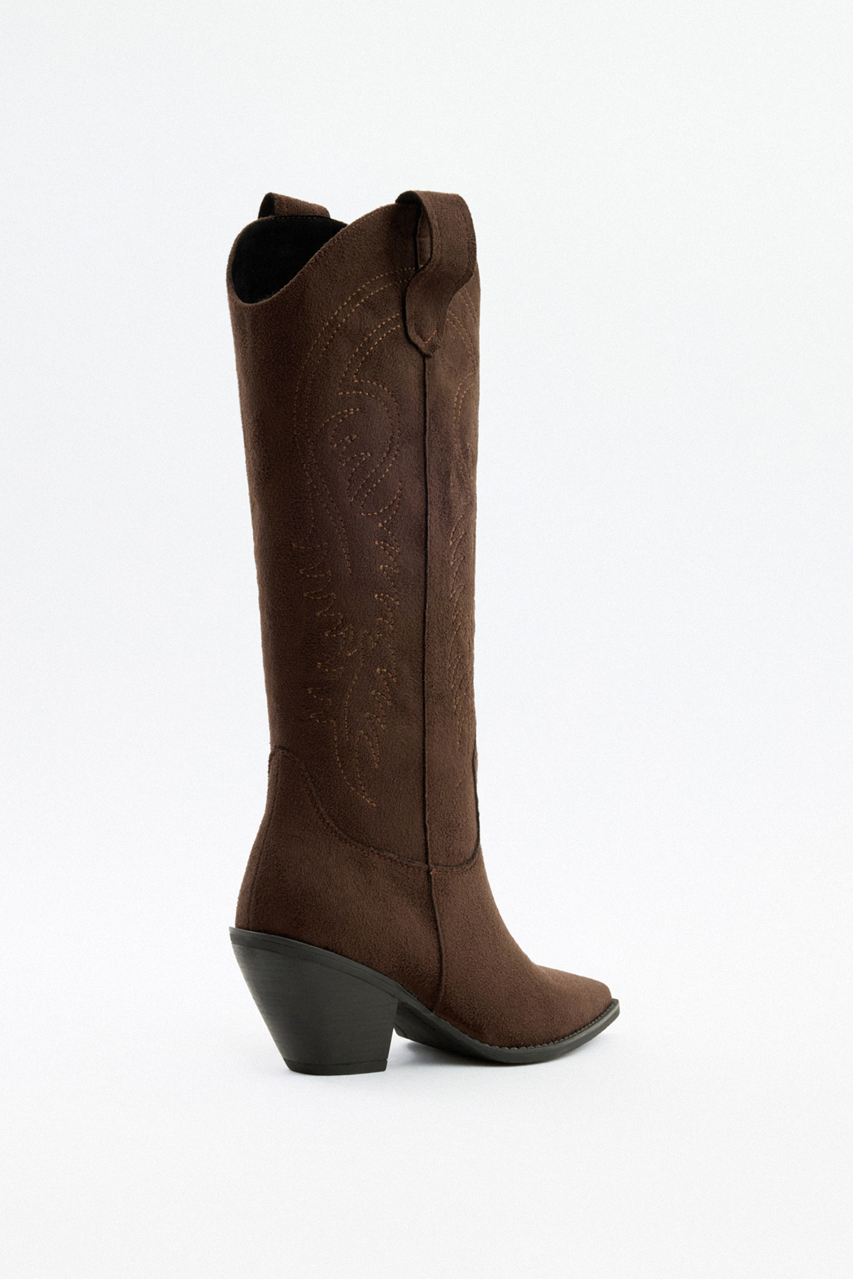 İşlemeli Kovboy Acı Kahve Süet Kadın Çizme